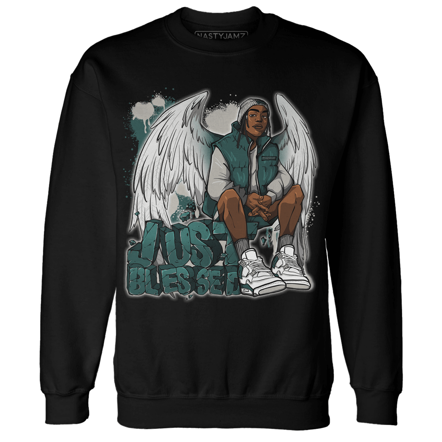 Oxidized Green 4s Sweatshirt Match Just Blessed - NastyJamz