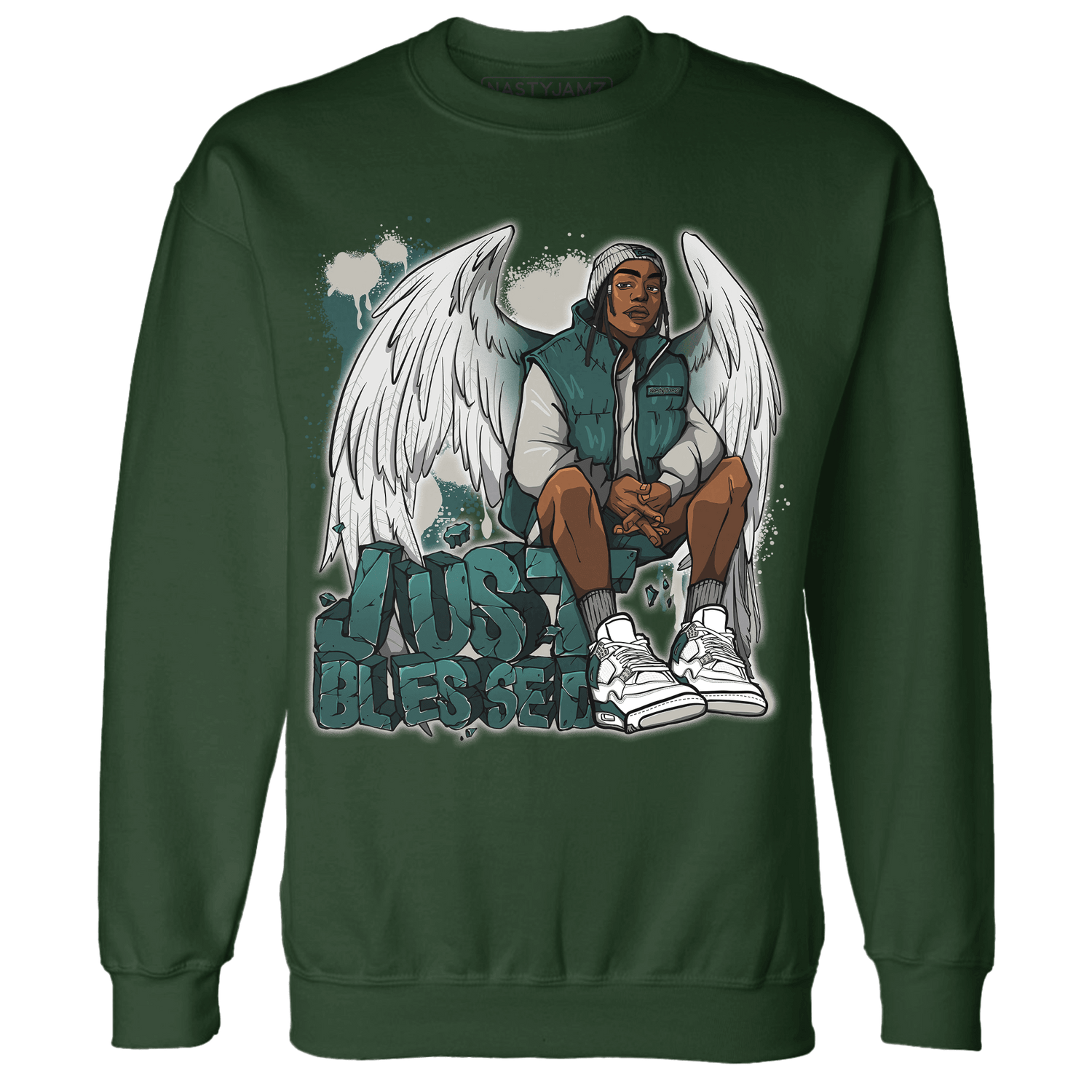 Oxidized Green 4s Sweatshirt Match Just Blessed - NastyJamz