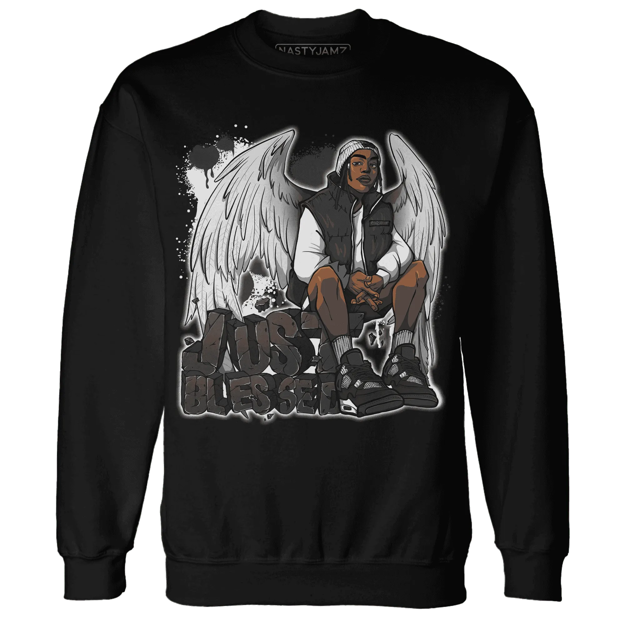 White-Thunder-4s-Sweatshirt-Match-Just-Blessed