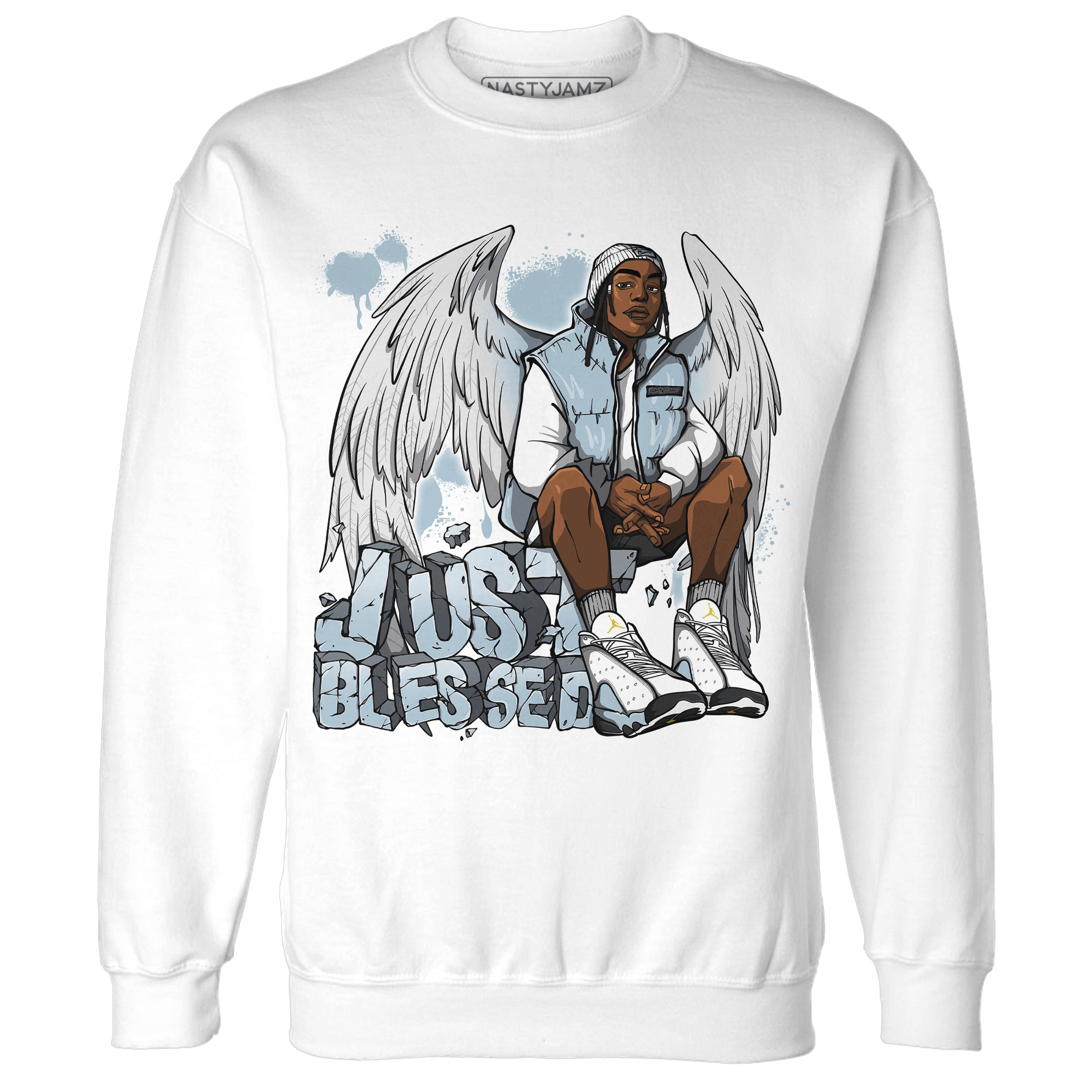 Blue Grey 13s Sweatshirt Match Just Blessed - NastyJamz