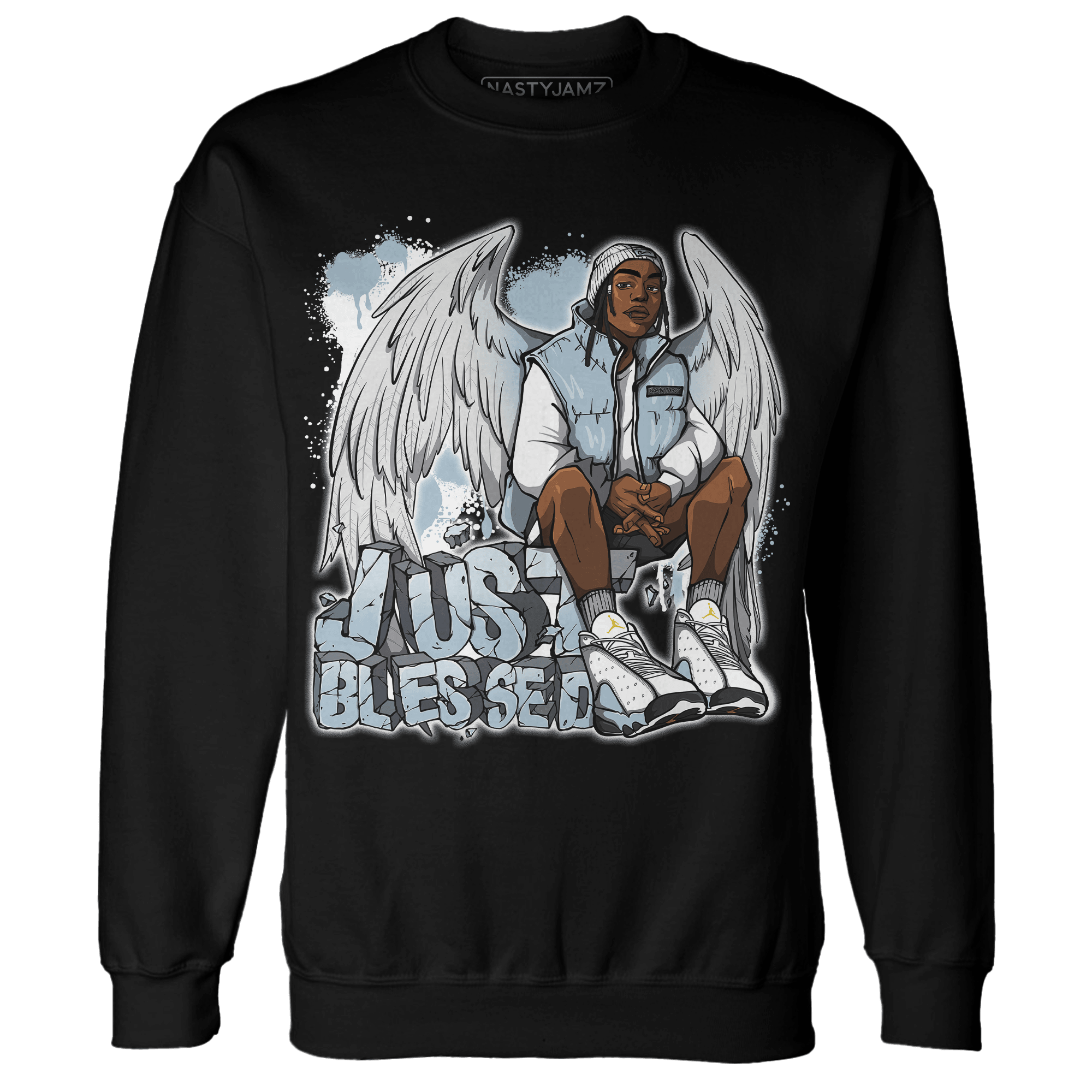 Blue Grey 13s Sweatshirt Match Just Blessed - NastyJamz