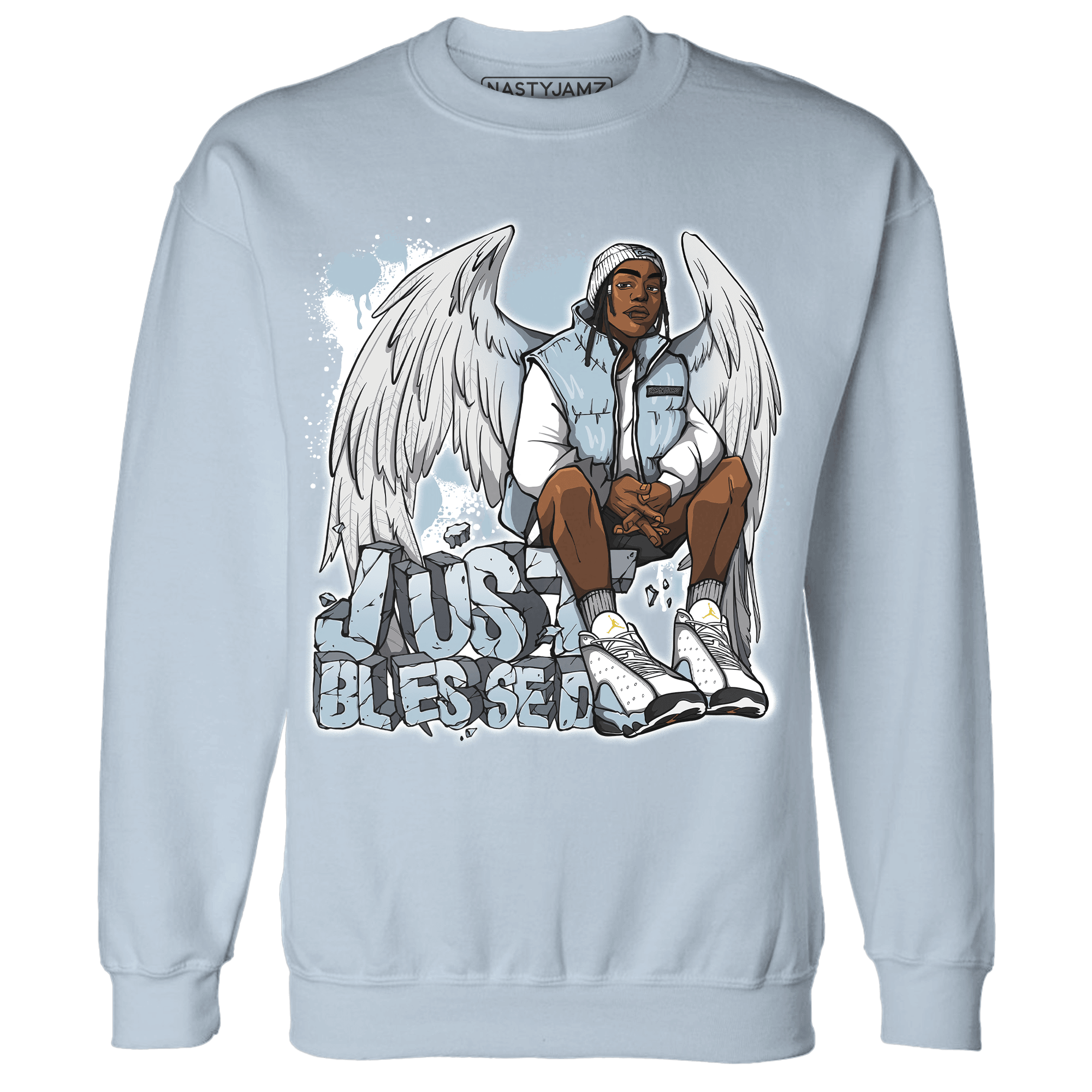 Blue Grey 13s Sweatshirt Match Just Blessed - NastyJamz