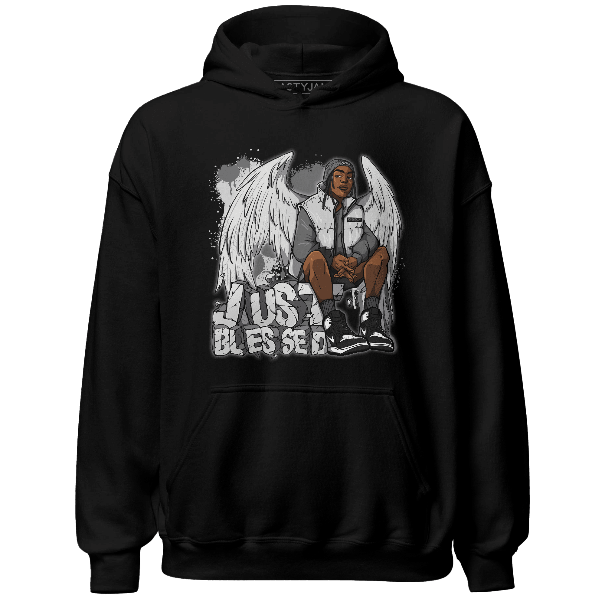 Retro High OG Black White 1s Hoodie Match Just Blessed - NastyJamz