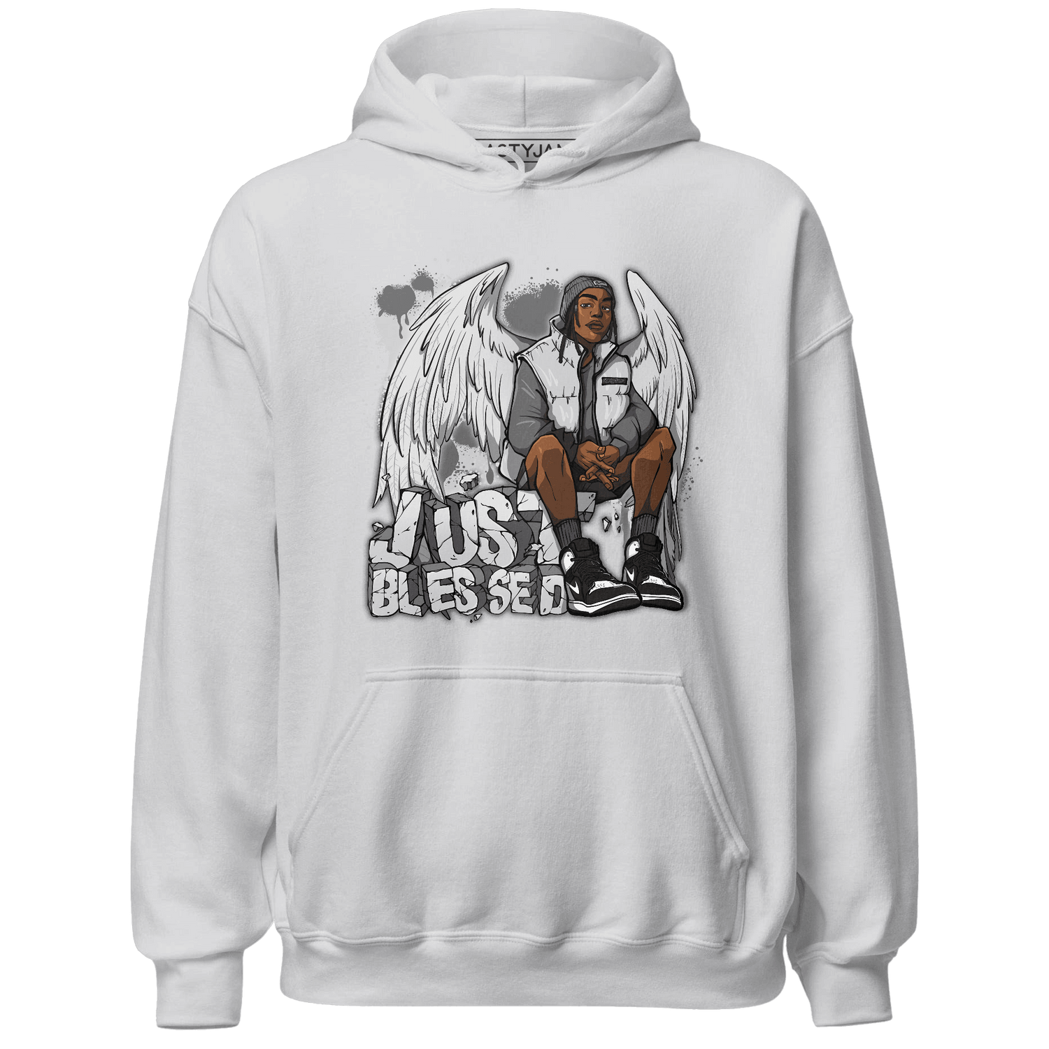 Retro High OG Black White 1s Hoodie Match Just Blessed - NastyJamz