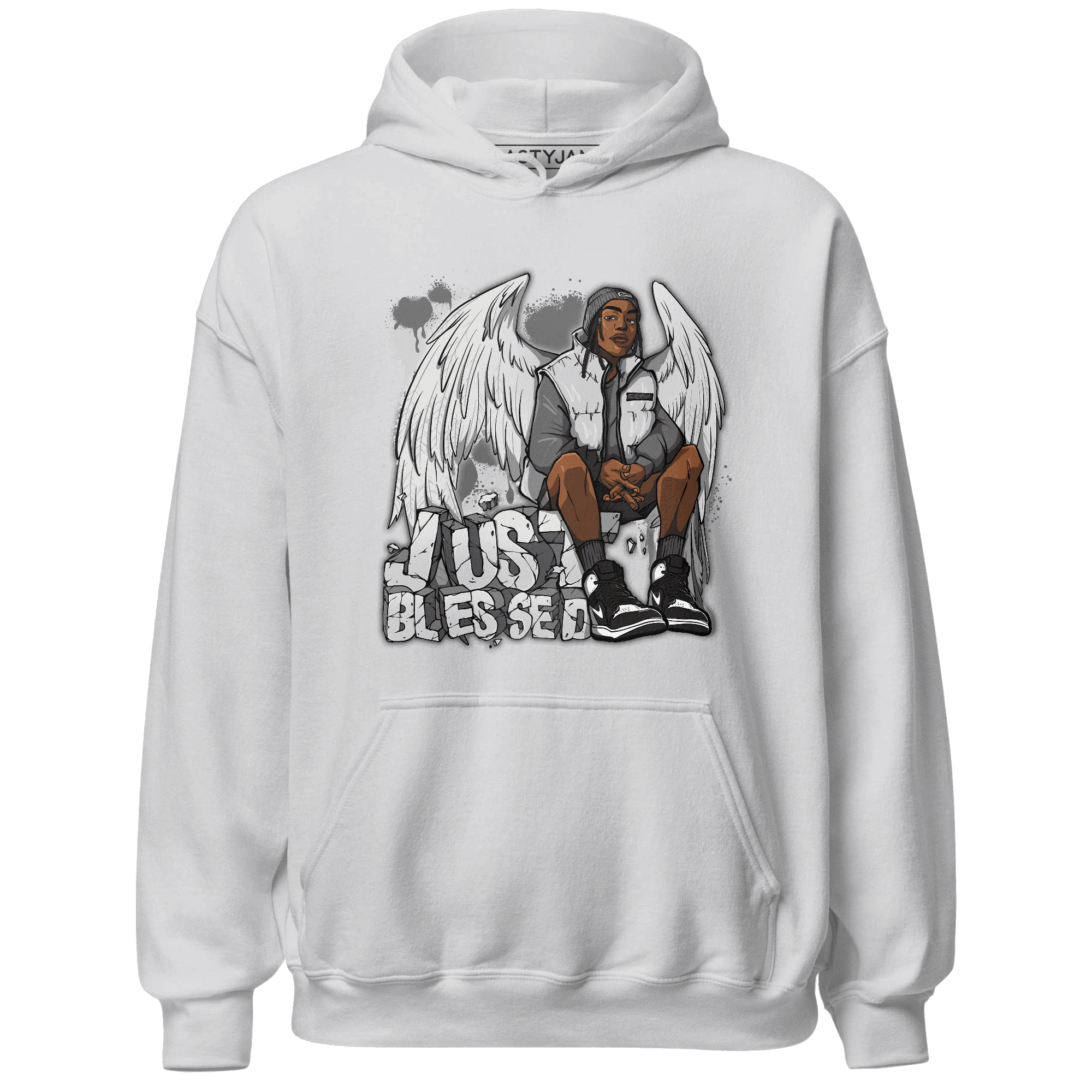 Retro High OG Black White 1s Hoodie Match Just Blessed - NastyJamz