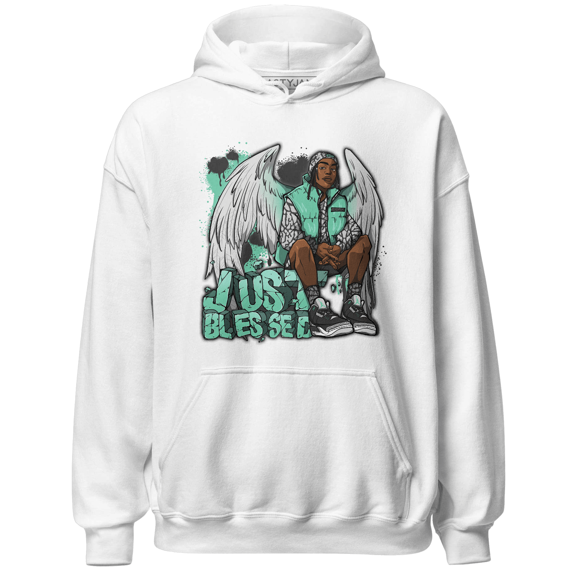 Green Glow 3s Hoodie Match Just Blessed - NastyJamz