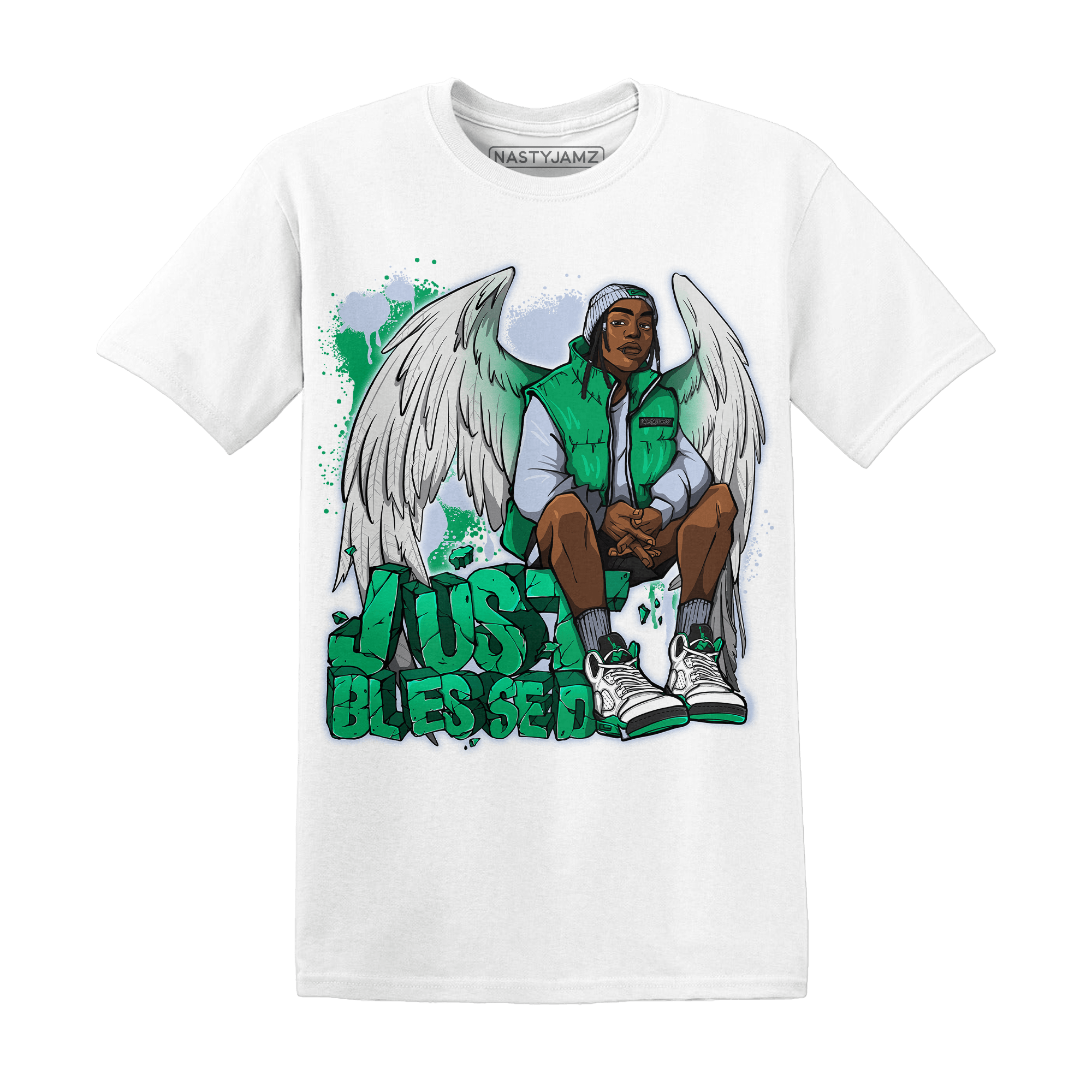 Lucky Green 5s T Shirt Match Just Blessed - NastyJamz