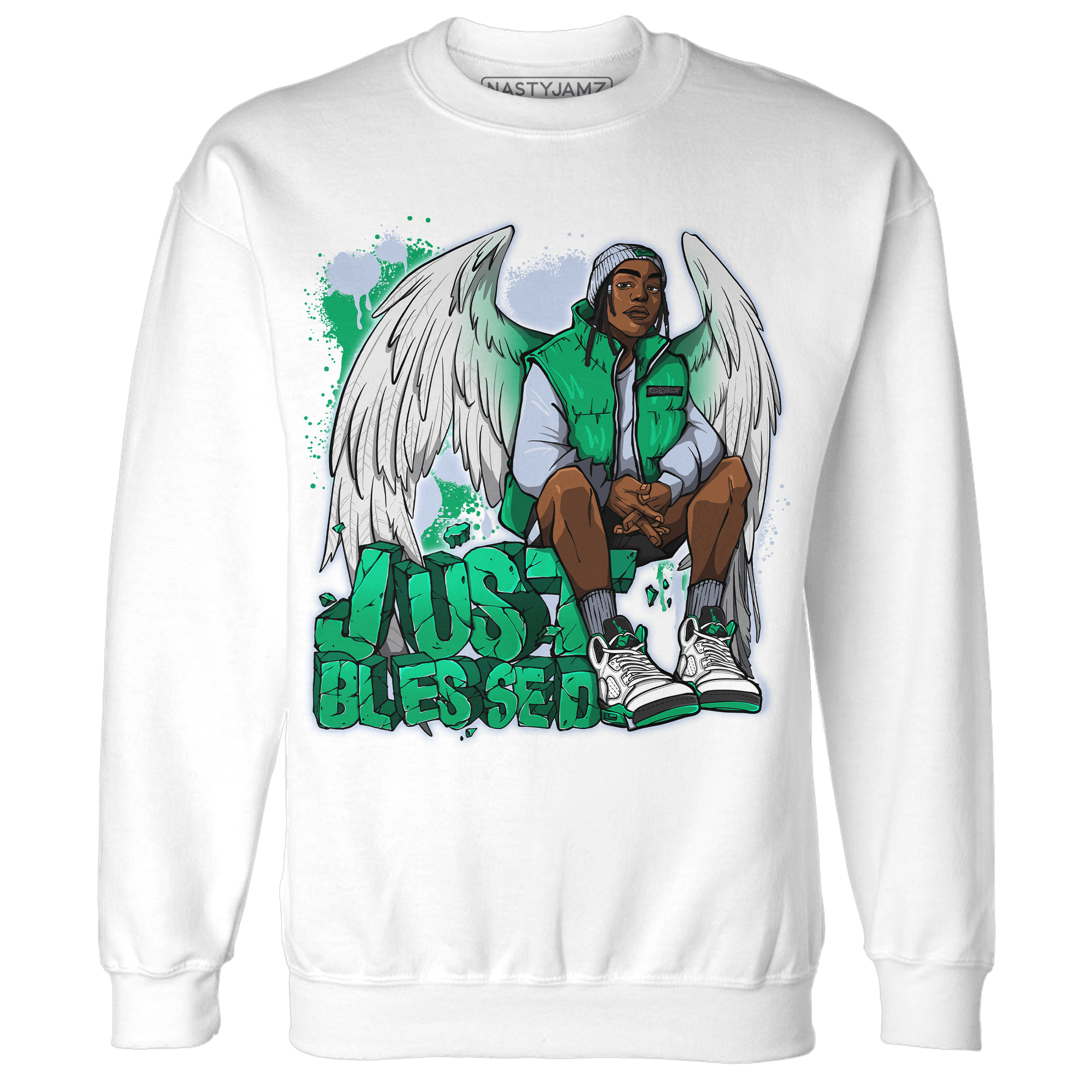 Lucky Green 5s Sweatshirt Match Just Blessed - NastyJamz