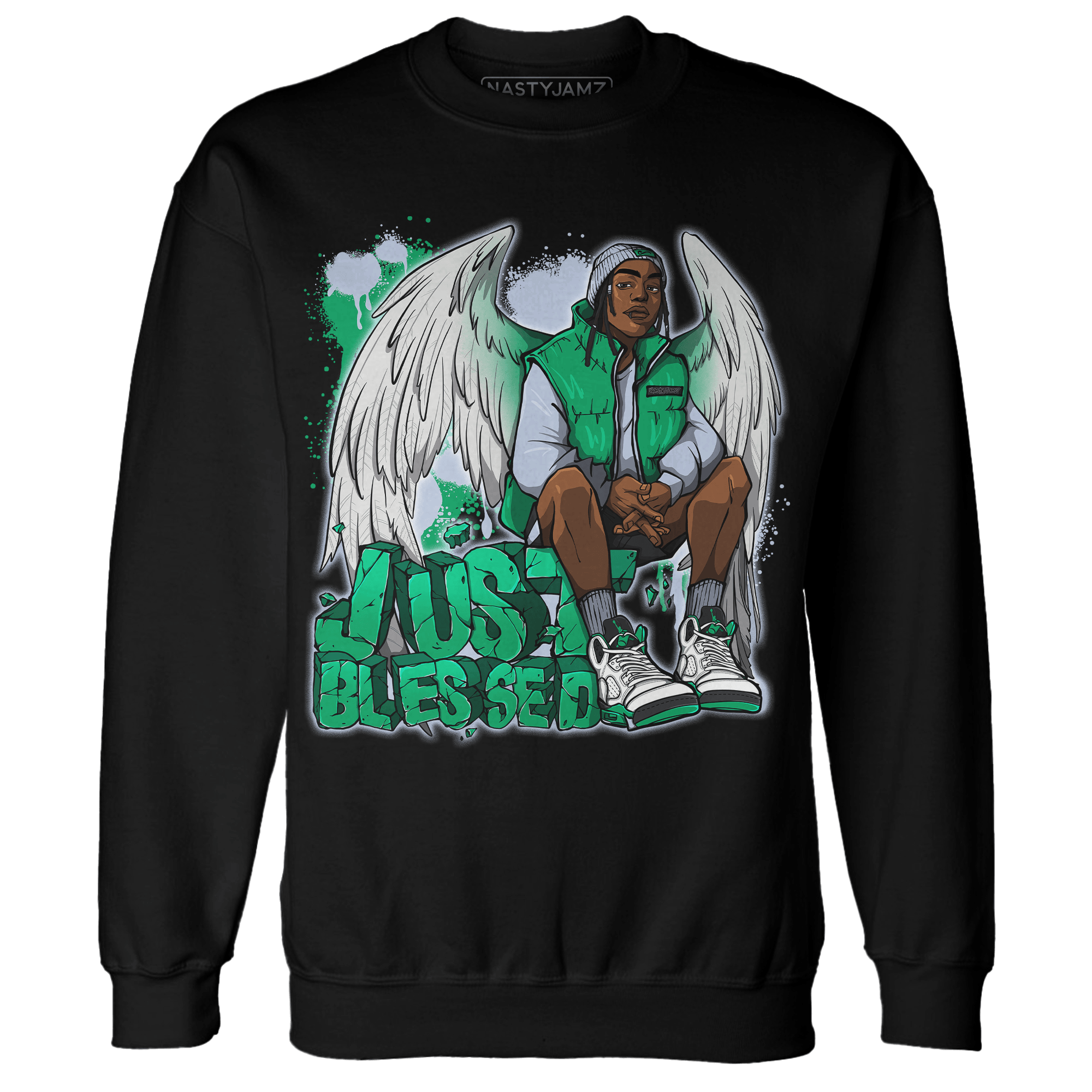 Lucky Green 5s Sweatshirt Match Just Blessed - NastyJamz