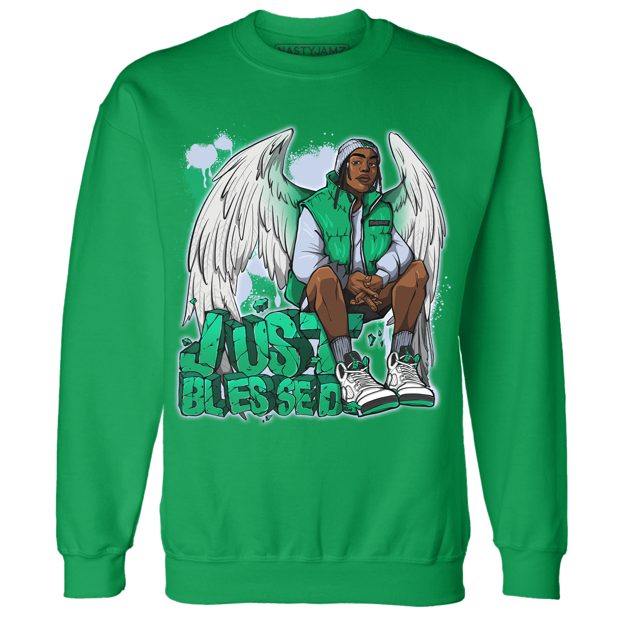 Lucky Green 5s Sweatshirt Match Just Blessed - NastyJamz