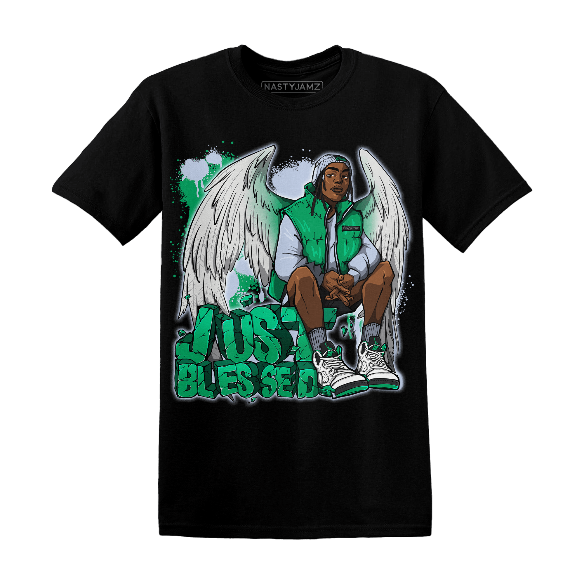Lucky Green 5s T Shirt Match Just Blessed - NastyJamz
