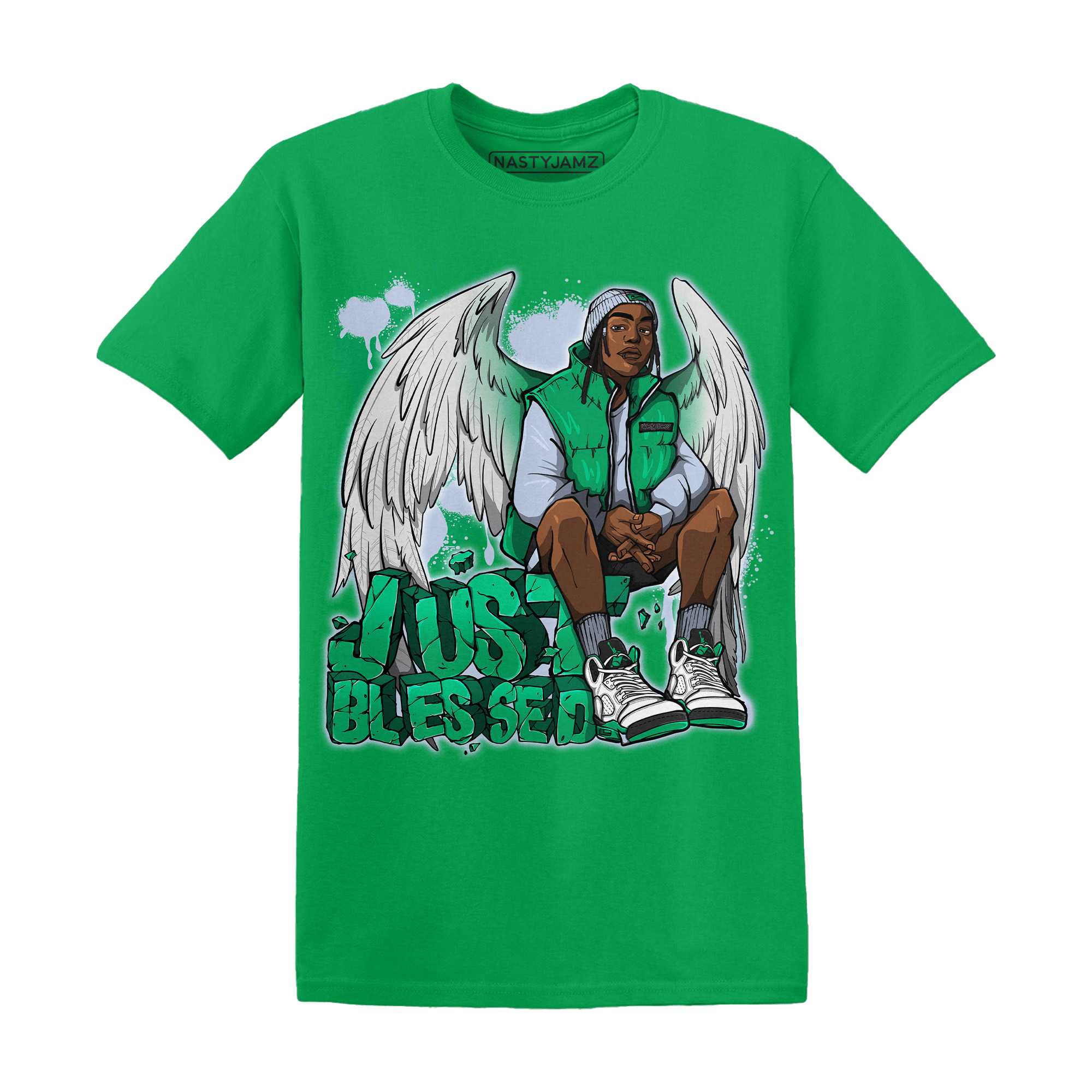 Lucky Green 5s T Shirt Match Just Blessed - NastyJamz