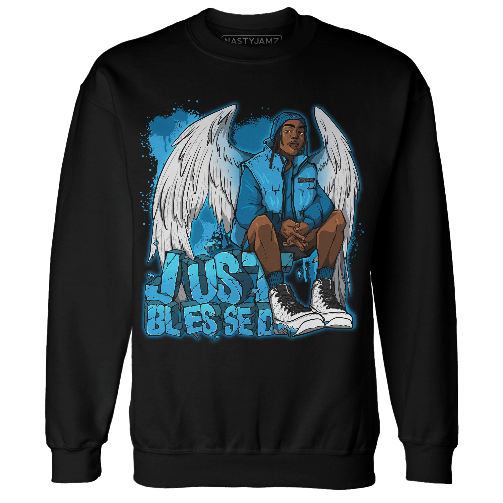 Powder Blue 9s Sweatshirt Match Just Blessed - NastyJamz