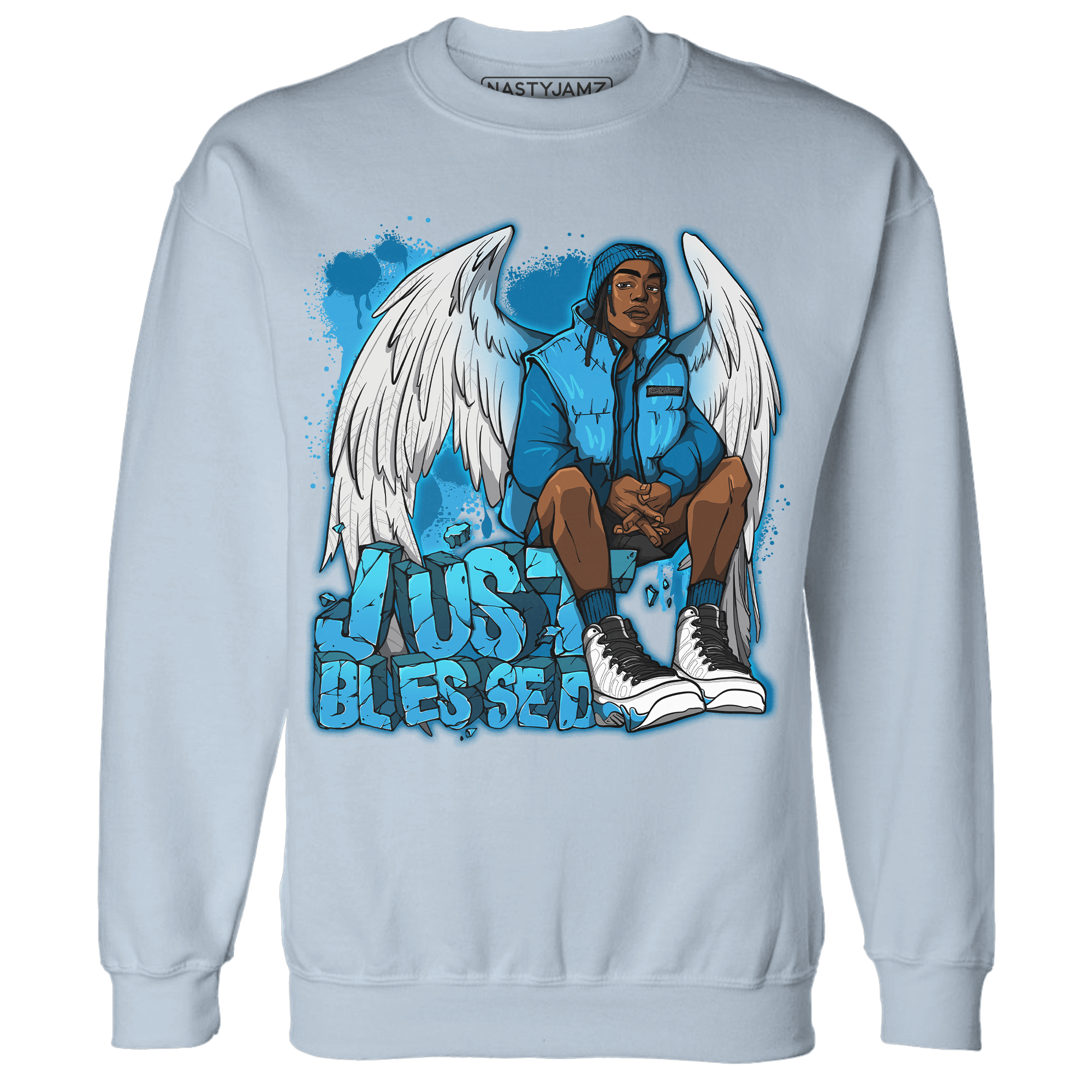 Powder Blue 9s Sweatshirt Match Just Blessed - NastyJamz