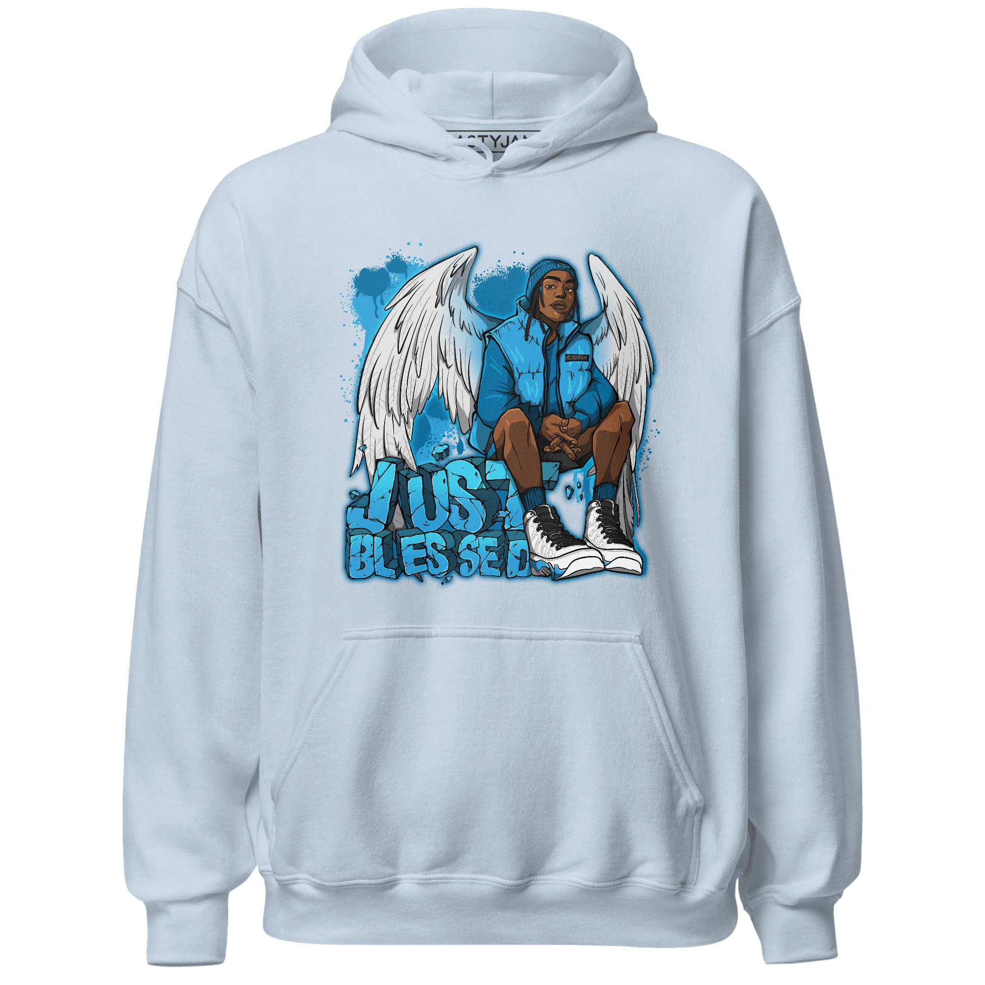 Powder Blue 9s Hoodie Match Just Blessed - NastyJamz
