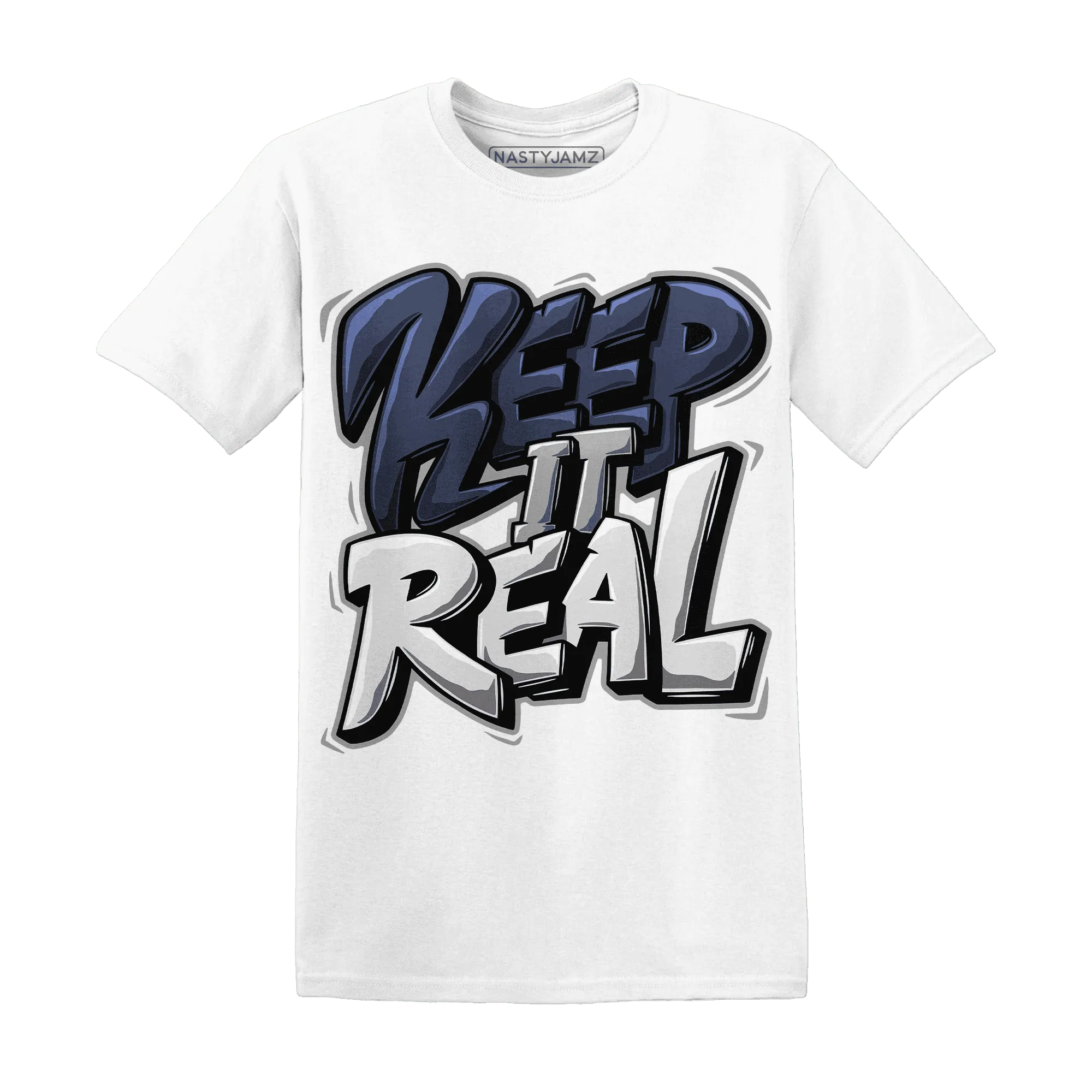 VaporMax-Plus-Midnight-Navy-White-Metallic-Silver-T-Shirt-Match-Keep-Real