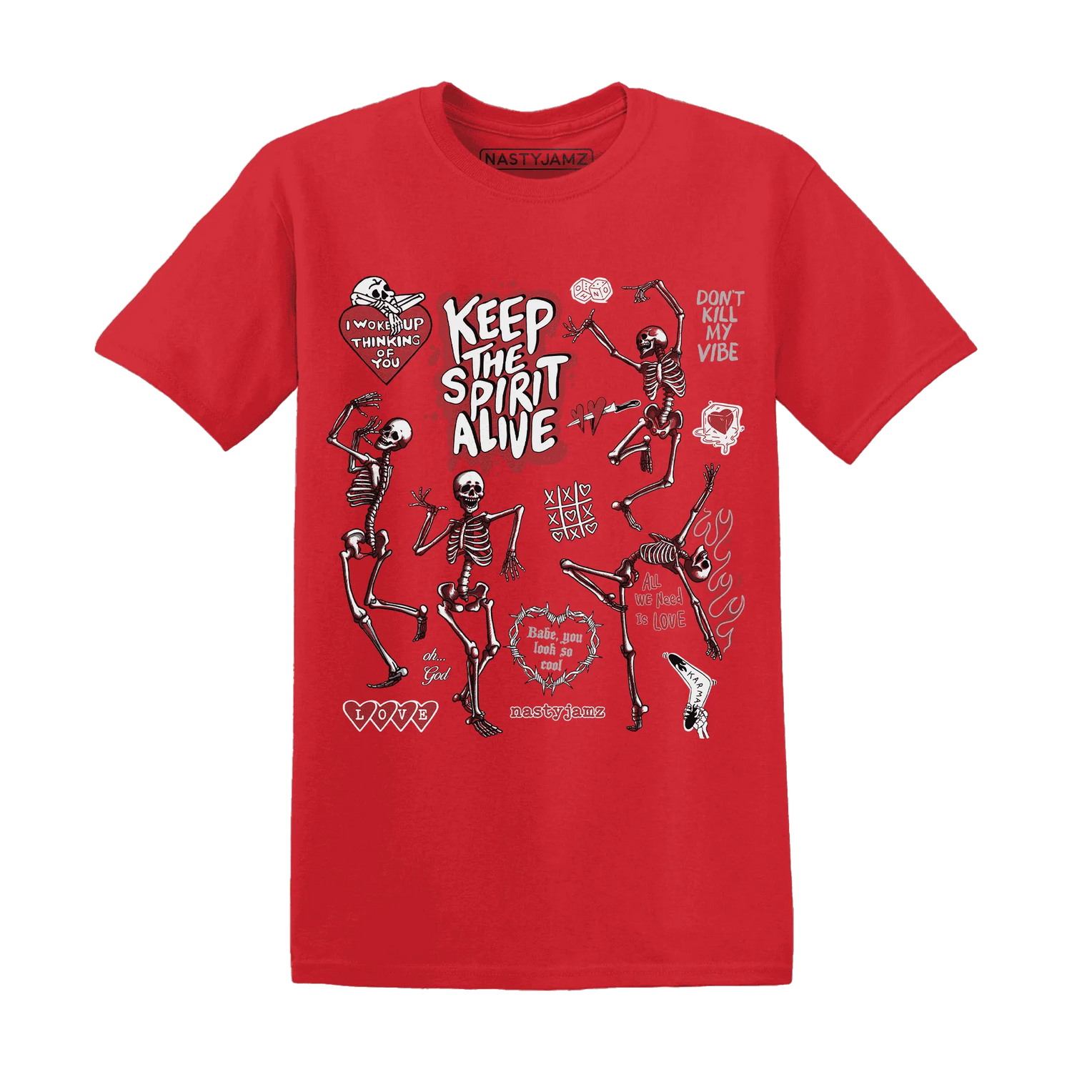 Black-Toe-Reimagined-Red-White-1s-T-Shirt-Match-Keep-The-Spirit-Alive