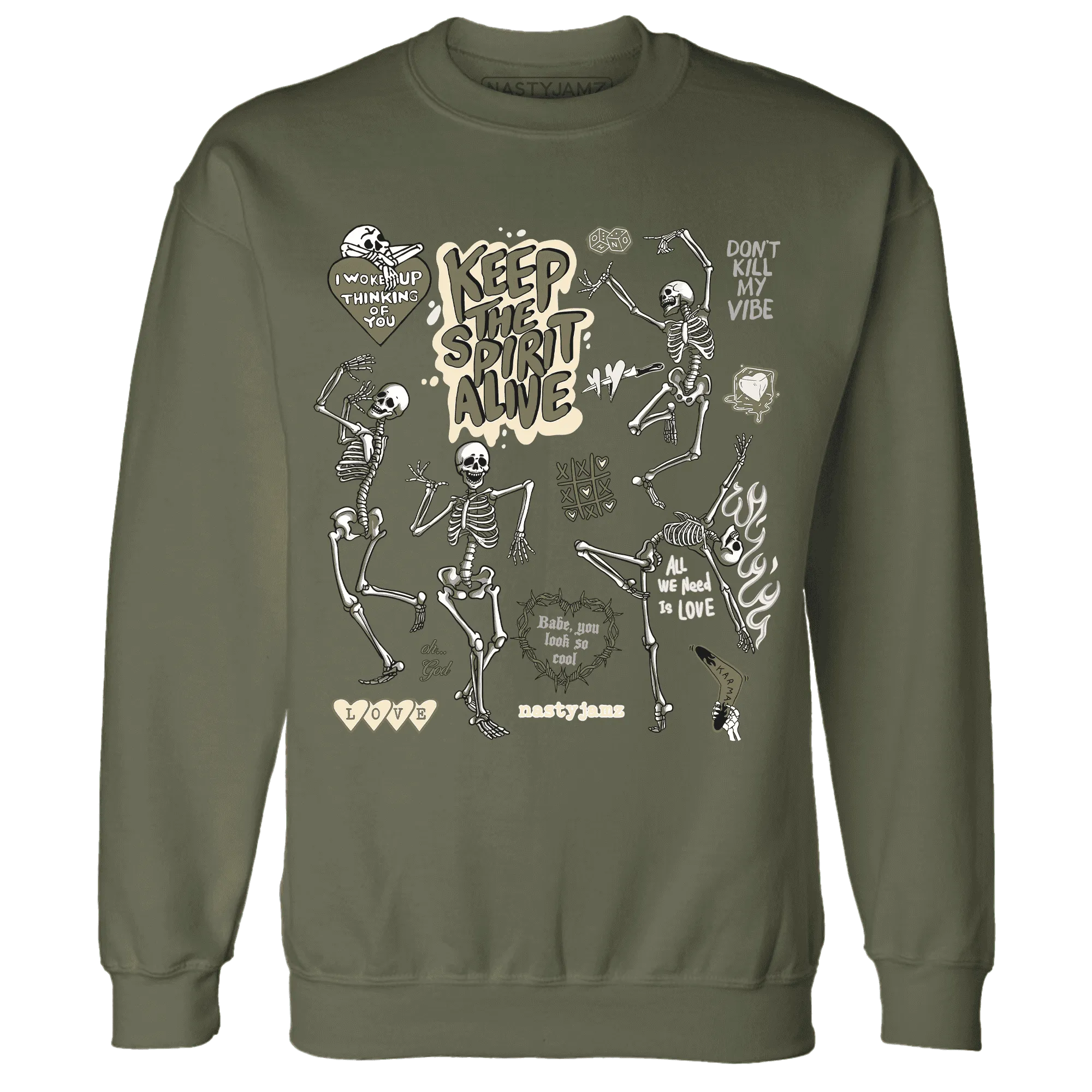 Medium-Olive-1s-NastyJamz-Sweatshirt-Match-Keep-The-Spirit-Alive