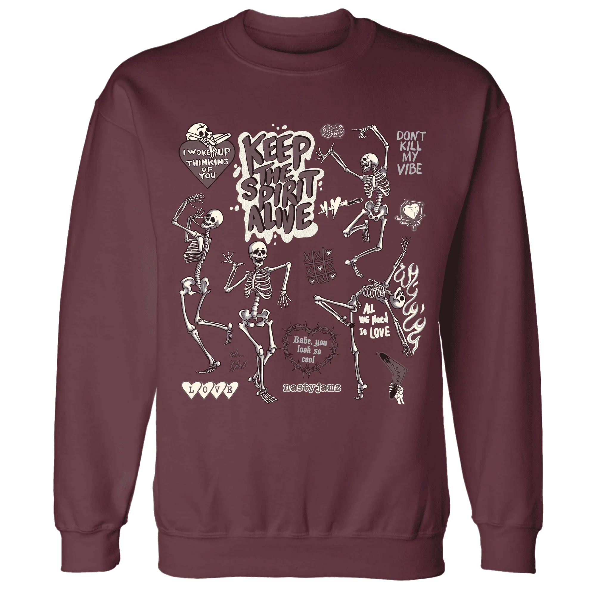 Burgundy-Crush-3s-NastyJamz-Sweatshirt-Match-Keep-The-Spirit-Alive