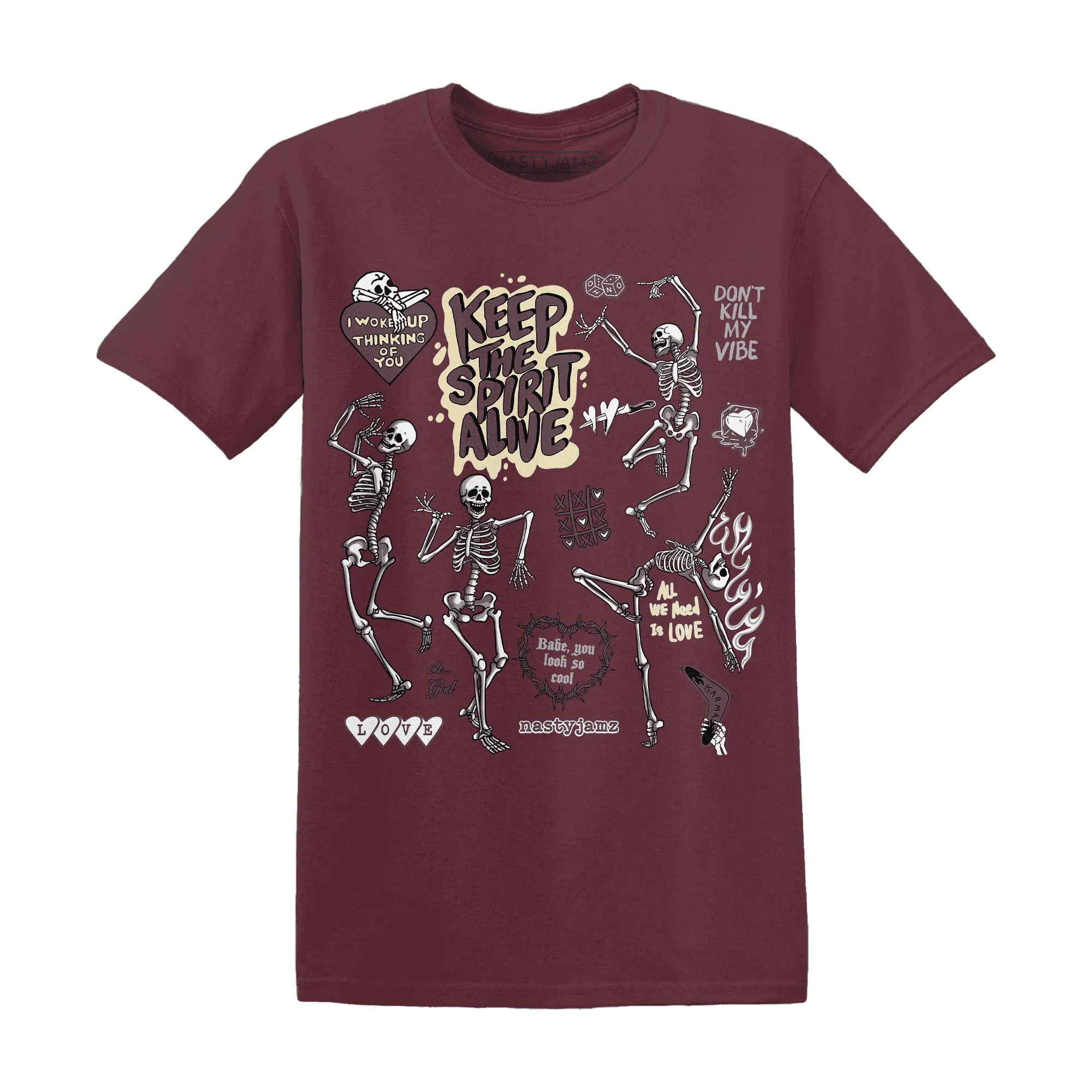 Burgundy-Crush-3s-NastyJamz-T-Shirt-Match-Keep-The-Spirit-Alive