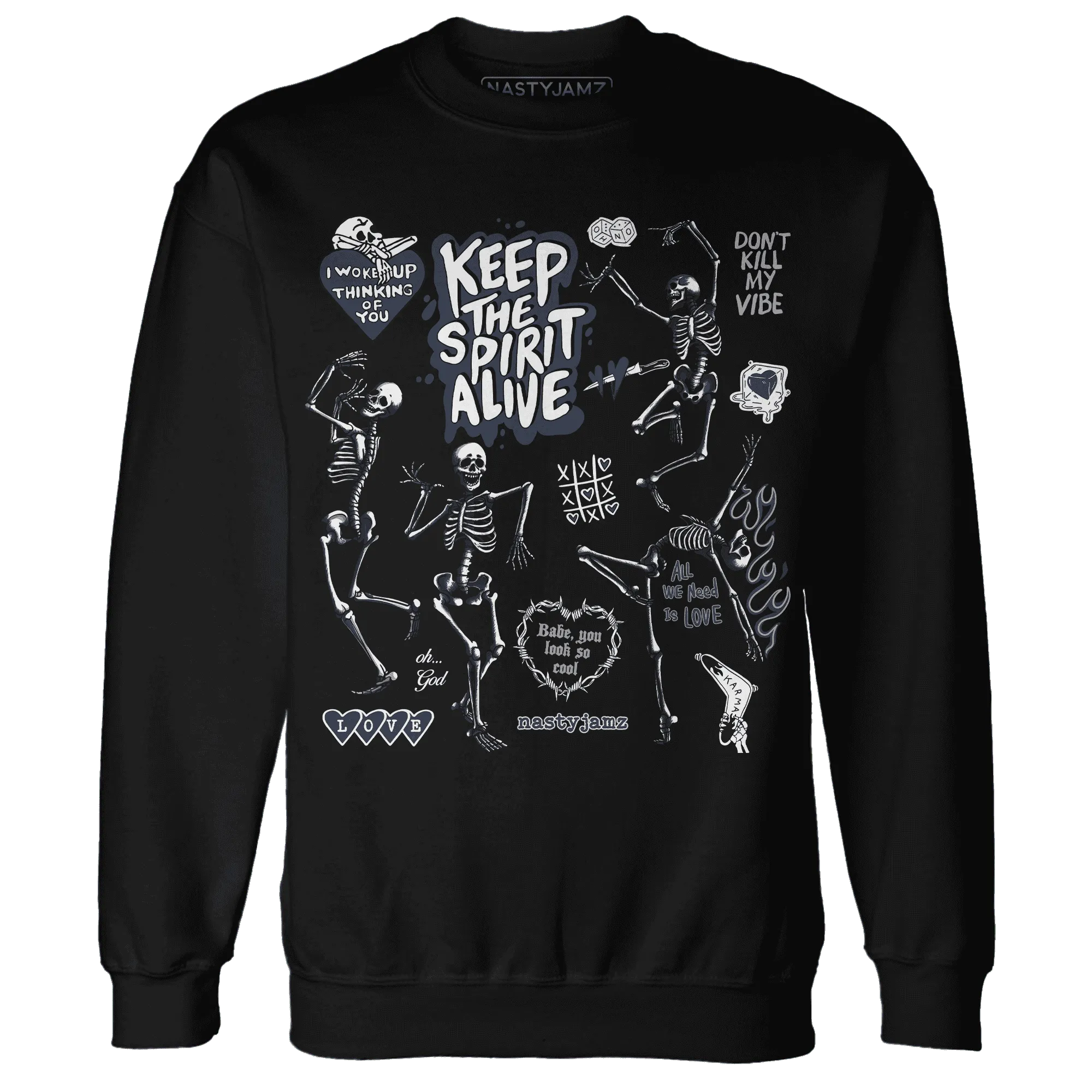 White-Navy-6s-NastyJamz-Sweatshirt-Match-Keep-The-Spirit-Alive