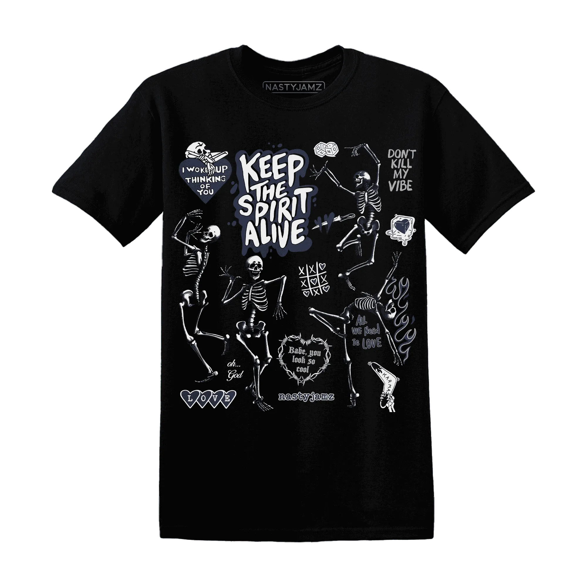 White-Navy-6s-NastyJamz-T-Shirt-Match-Keep-The-Spirit-Alive