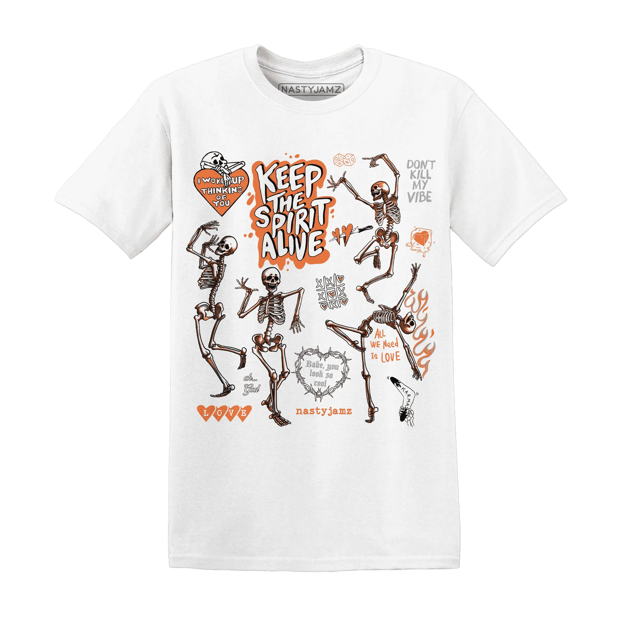 AM-TW-White-Orange-NastyJamz-T-Shirt-Match-Keep-The-Spirit-Alive