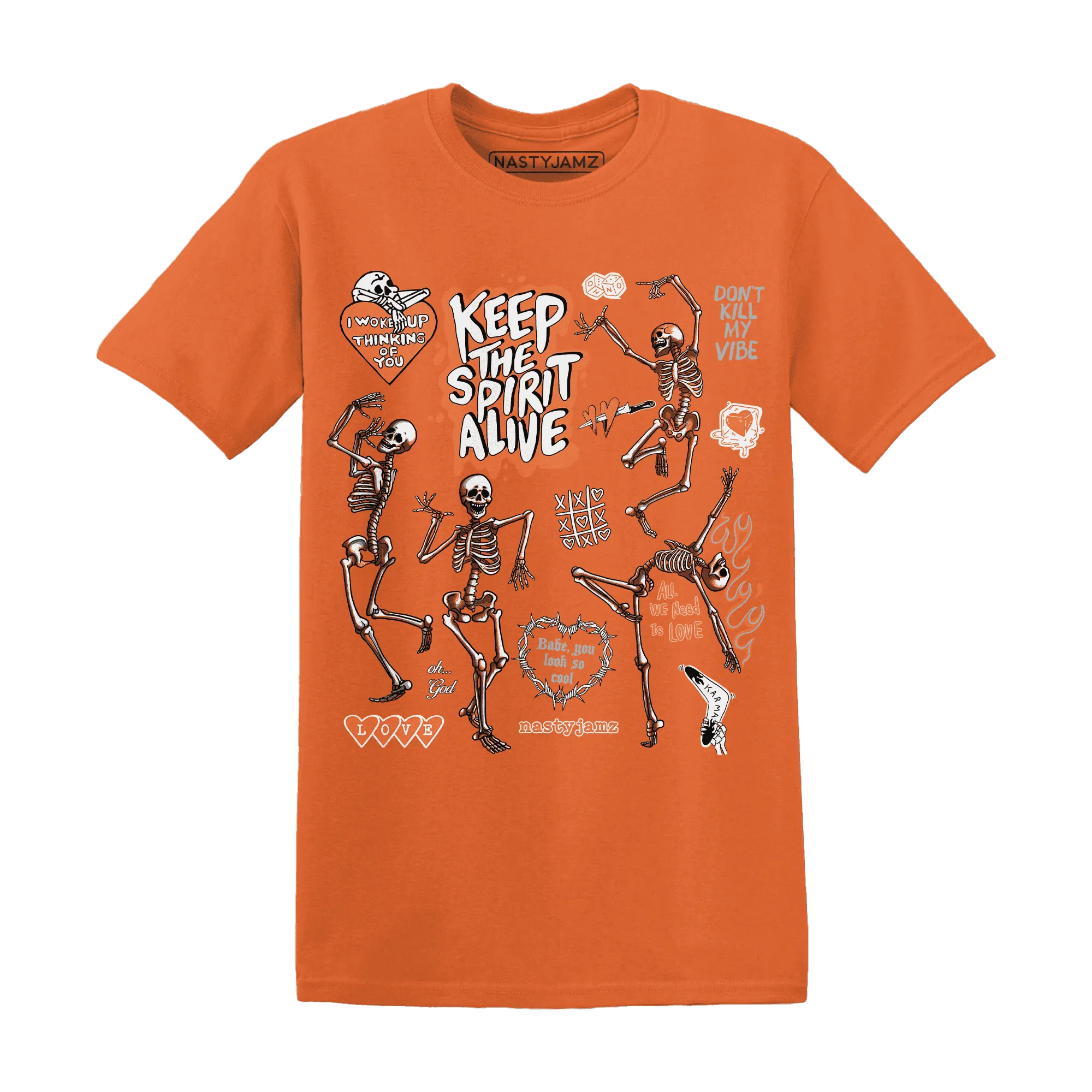AM-TW-White-Orange-NastyJamz-T-Shirt-Match-Keep-The-Spirit-Alive