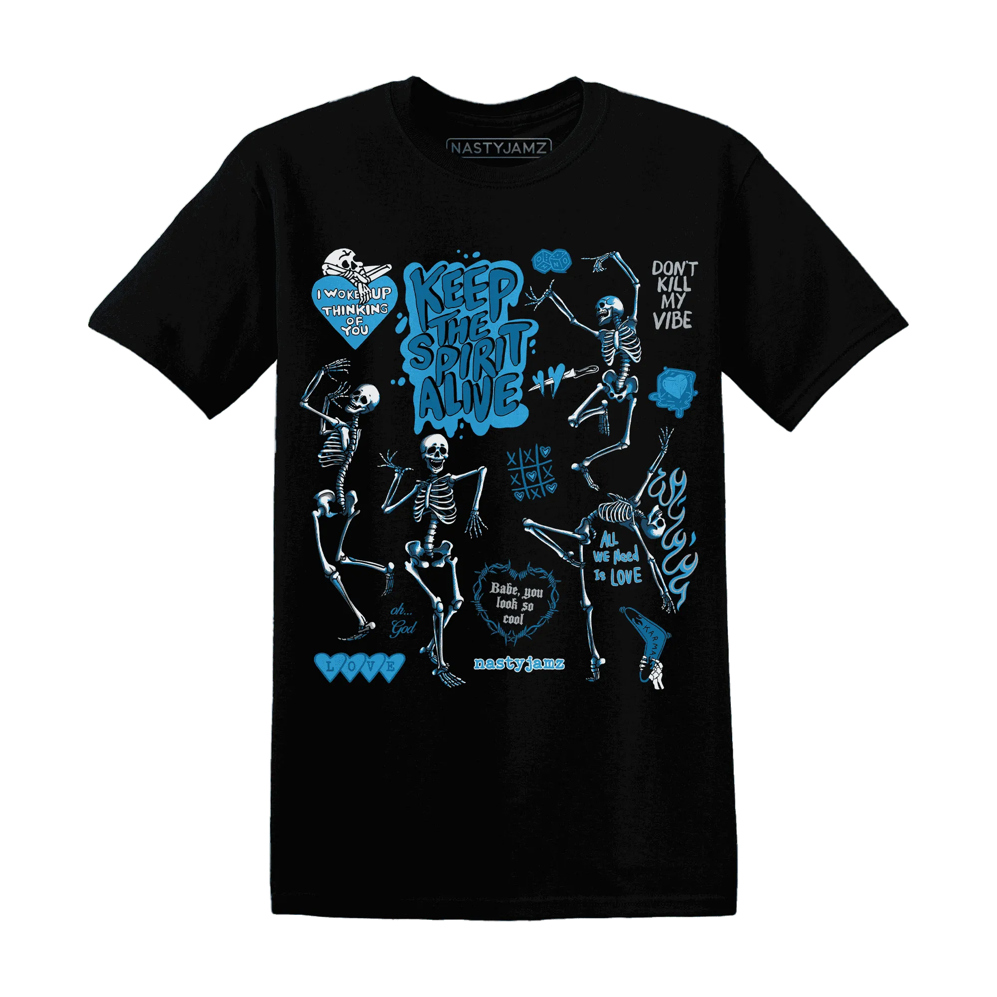 Powder-Blue-9s-NastyJamz-T-Shirt-Match-Keep-The-Spirit-Alive