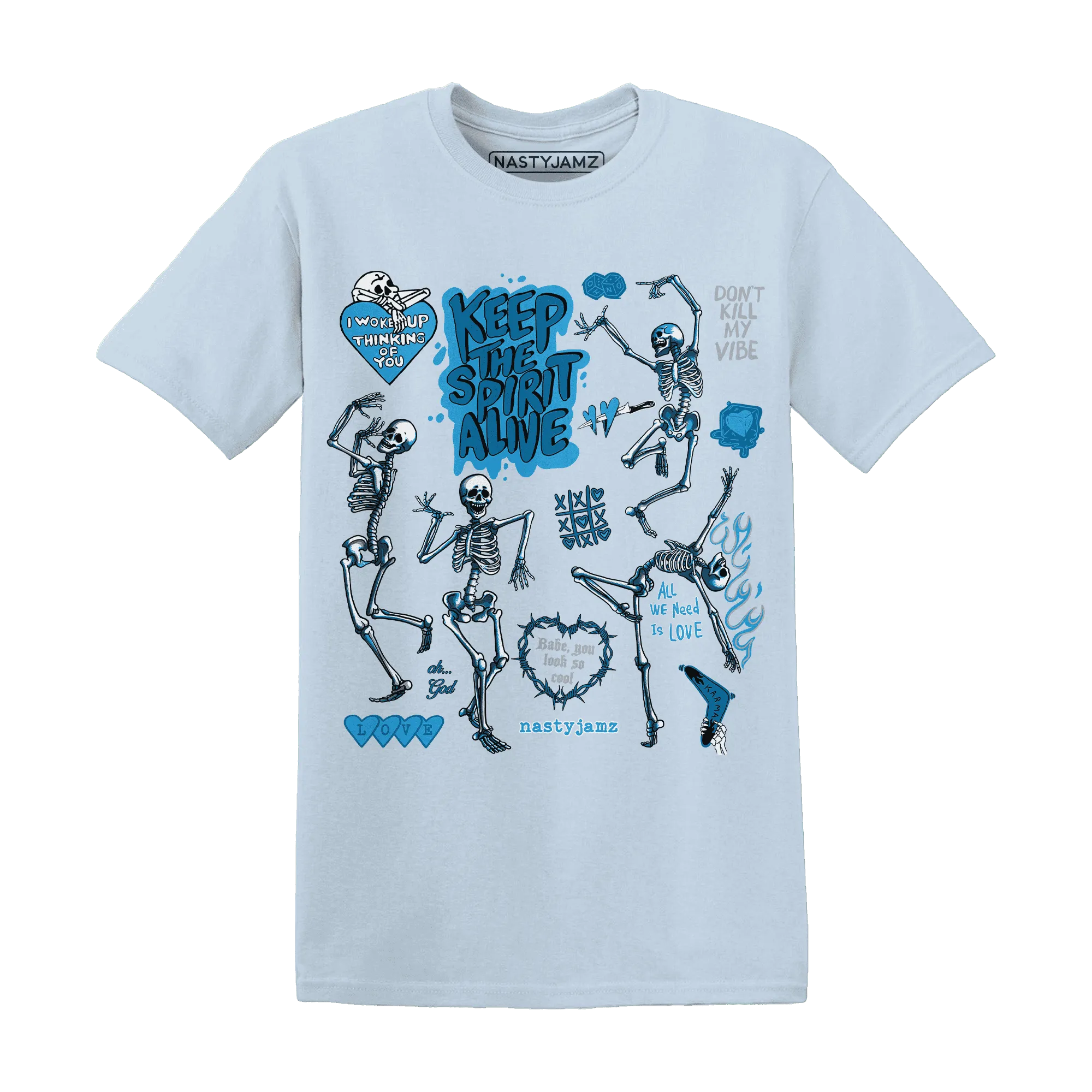 Powder-Blue-9s-NastyJamz-T-Shirt-Match-Keep-The-Spirit-Alive