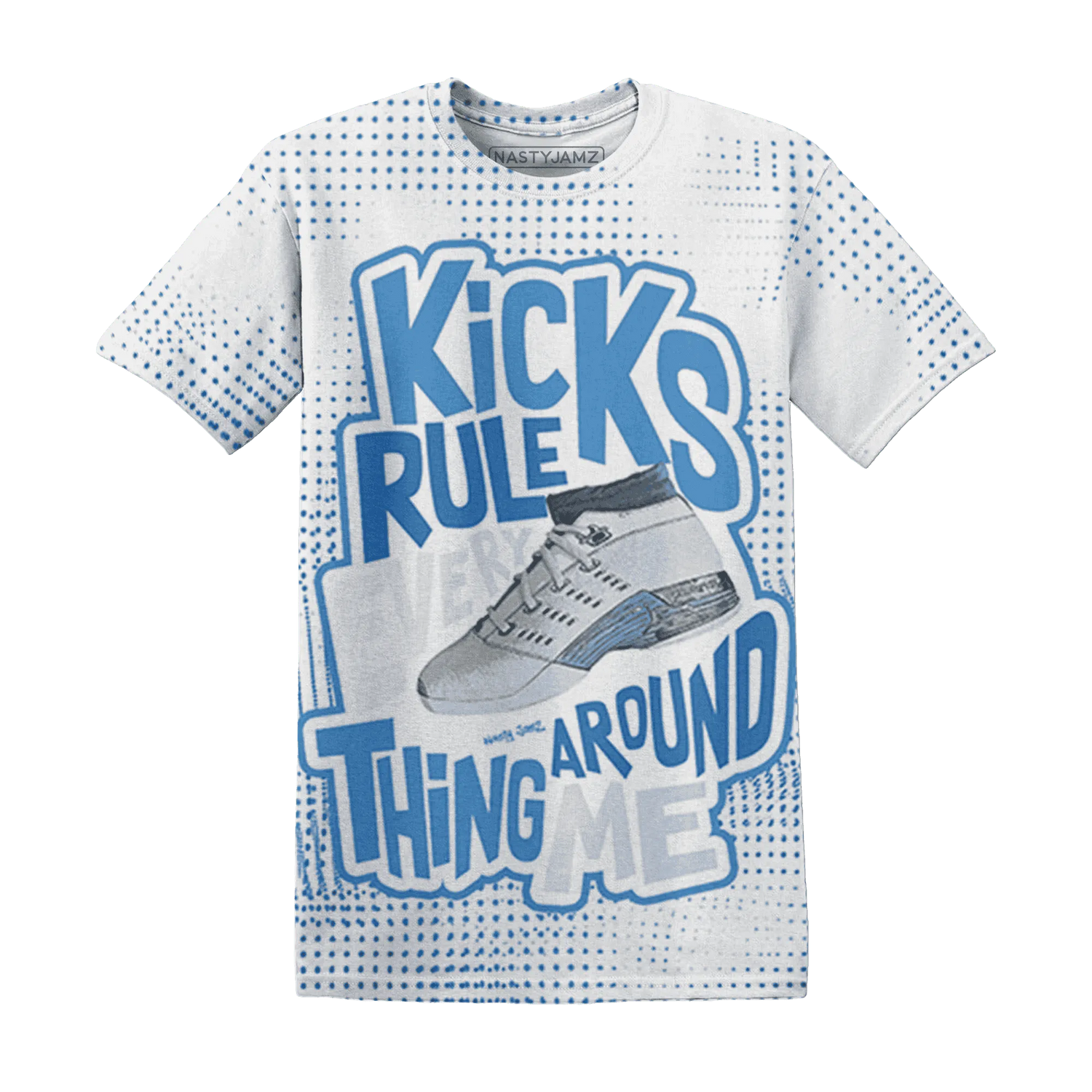 Carolina-Blue-Univercitii-17s-T-Shirt-Match-Kicks-Rule-3D