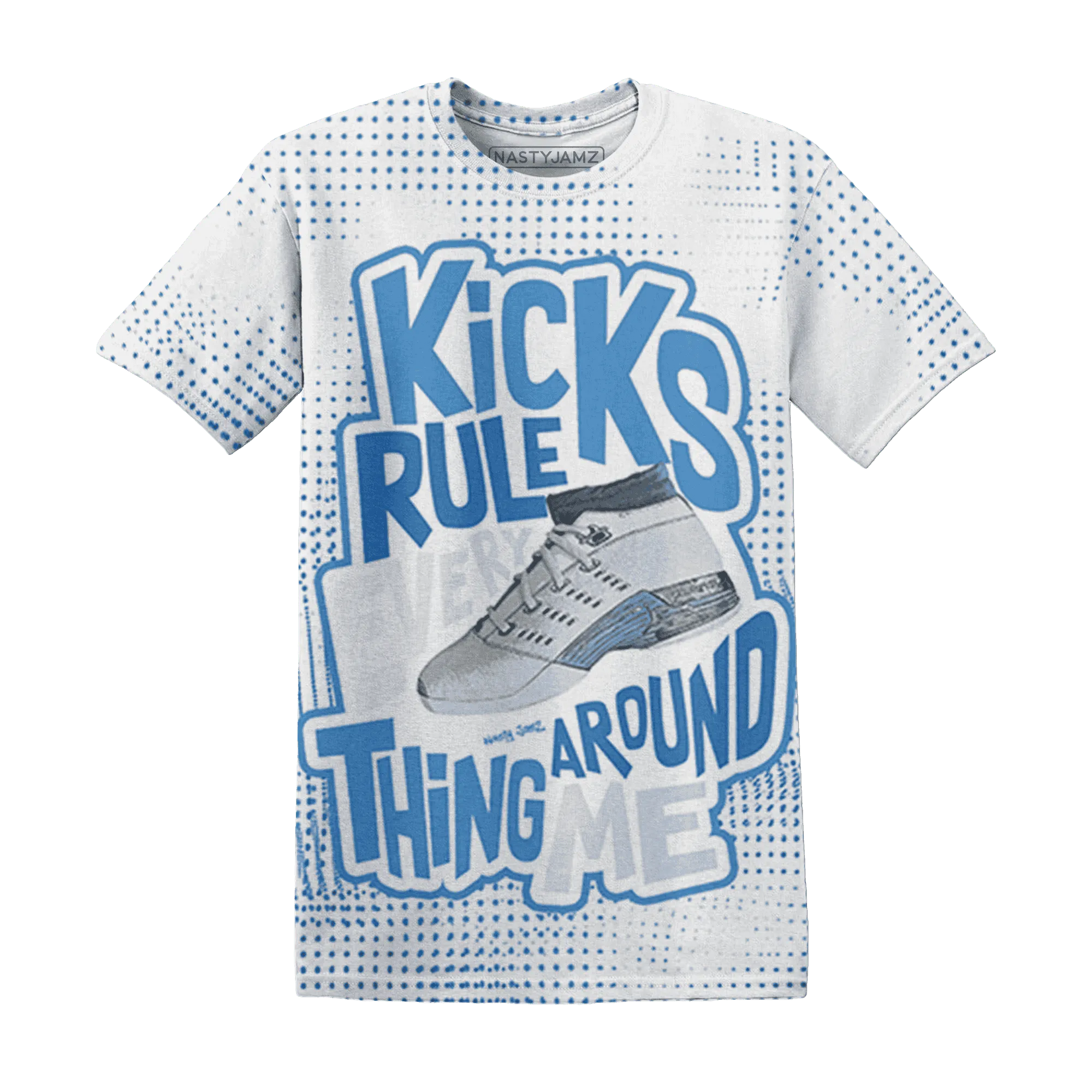 Carolina-Blue-Univercitii-17s-T-Shirt-Match-Kicks-Rule-3D