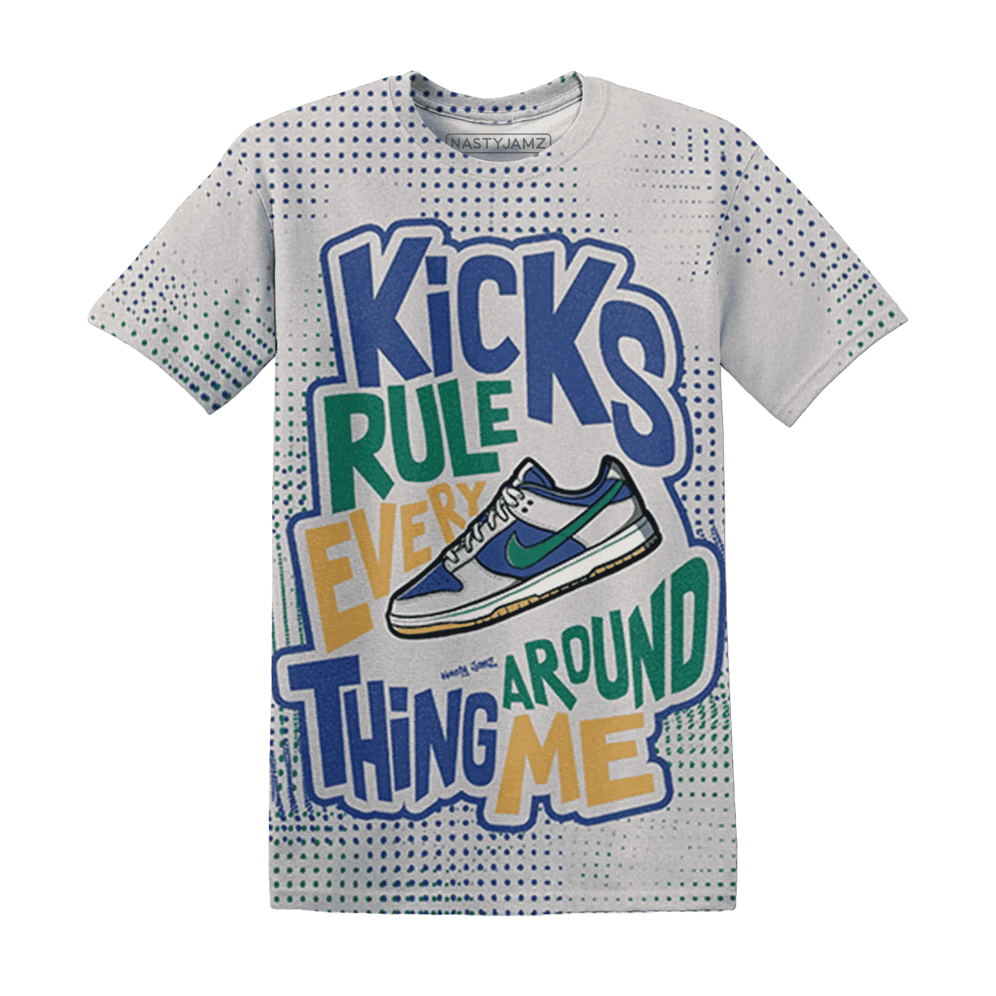 Dunk-Hyper-Royal-Malachite-NastyJamz-T-Shirt-Match-Kicks-Rule-3D