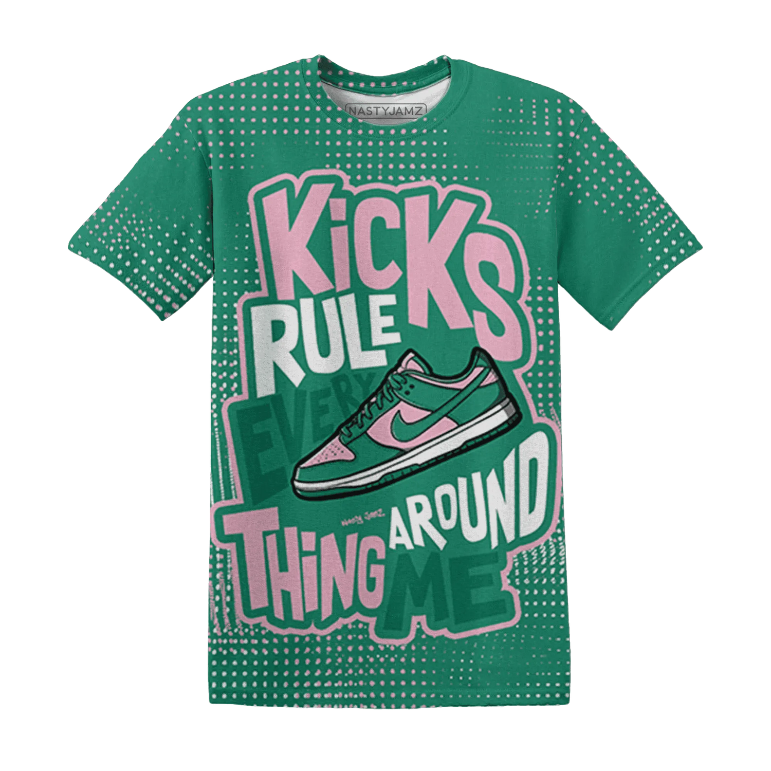 Dunk-Pink-Malachite-Medium-Soft-Low-Sail-T-Shirt-Match-Kicks-Rule-3D