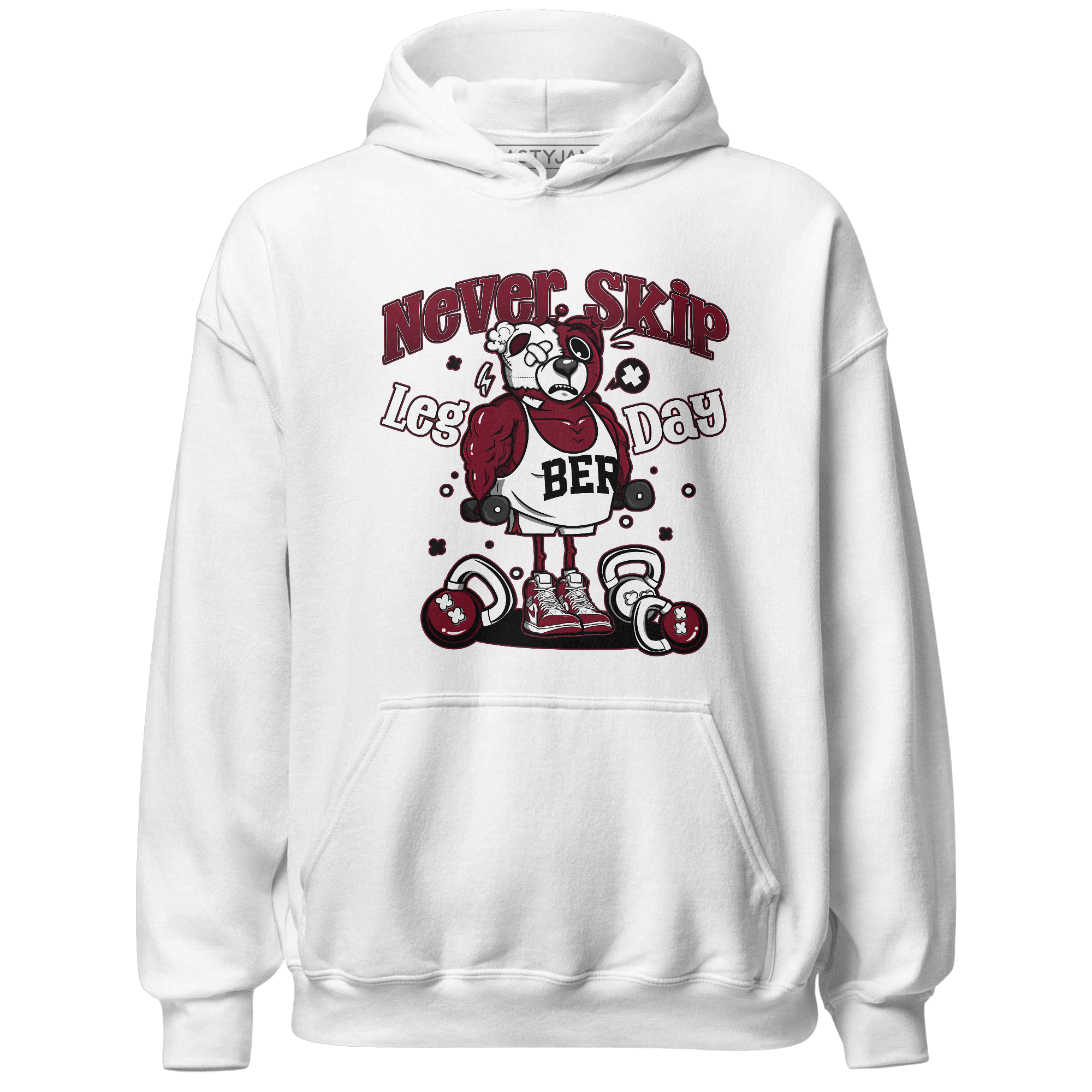High White Team Red 1s Hoodie Match Leg Day BER - NastyJamz