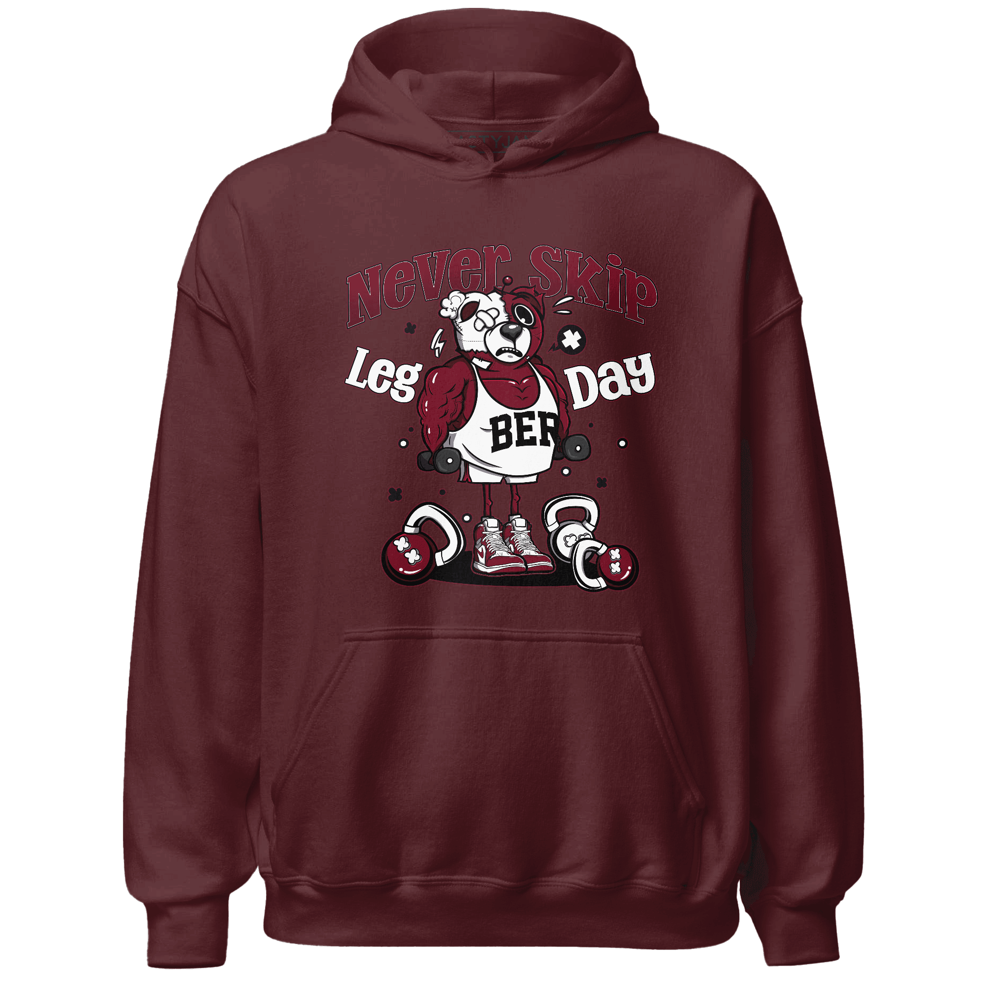 High White Team Red 1s Hoodie Match Leg Day BER - NastyJamz