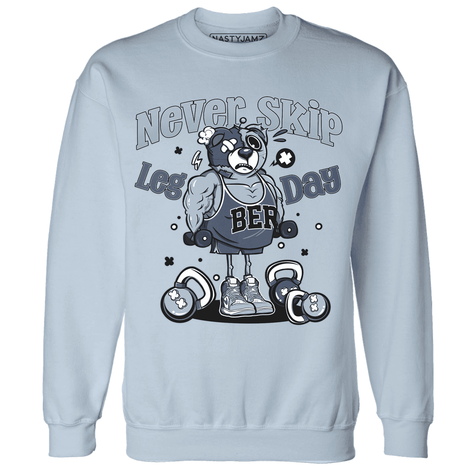 Mid Diffused Blue Grey 1s Sweatshirt Match Leg Day BER - NastyJamz