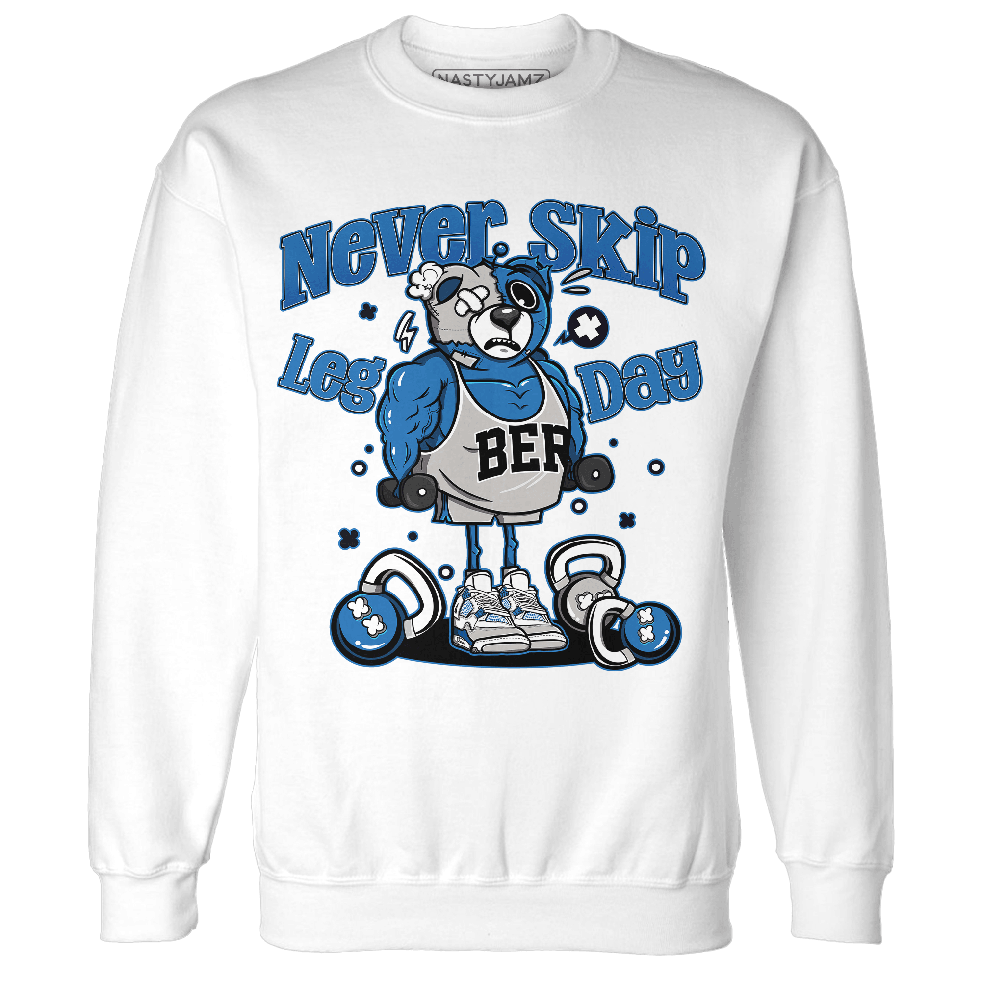 Industrial Blue 4s Sweatshirt Match Leg Day BER - NastyJamz