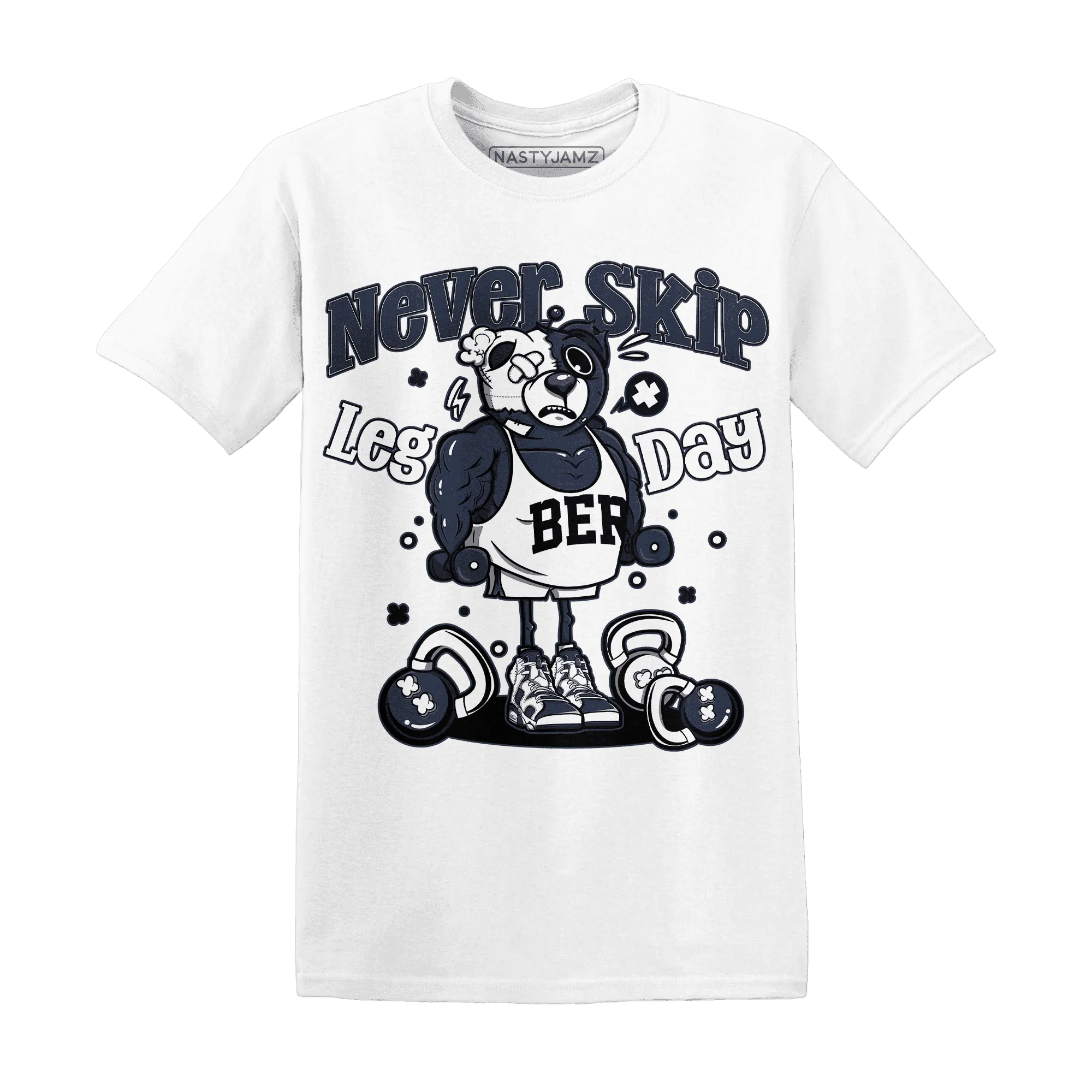 White-Navy-6s-T-Shirt-Match-Leg-Day-BER