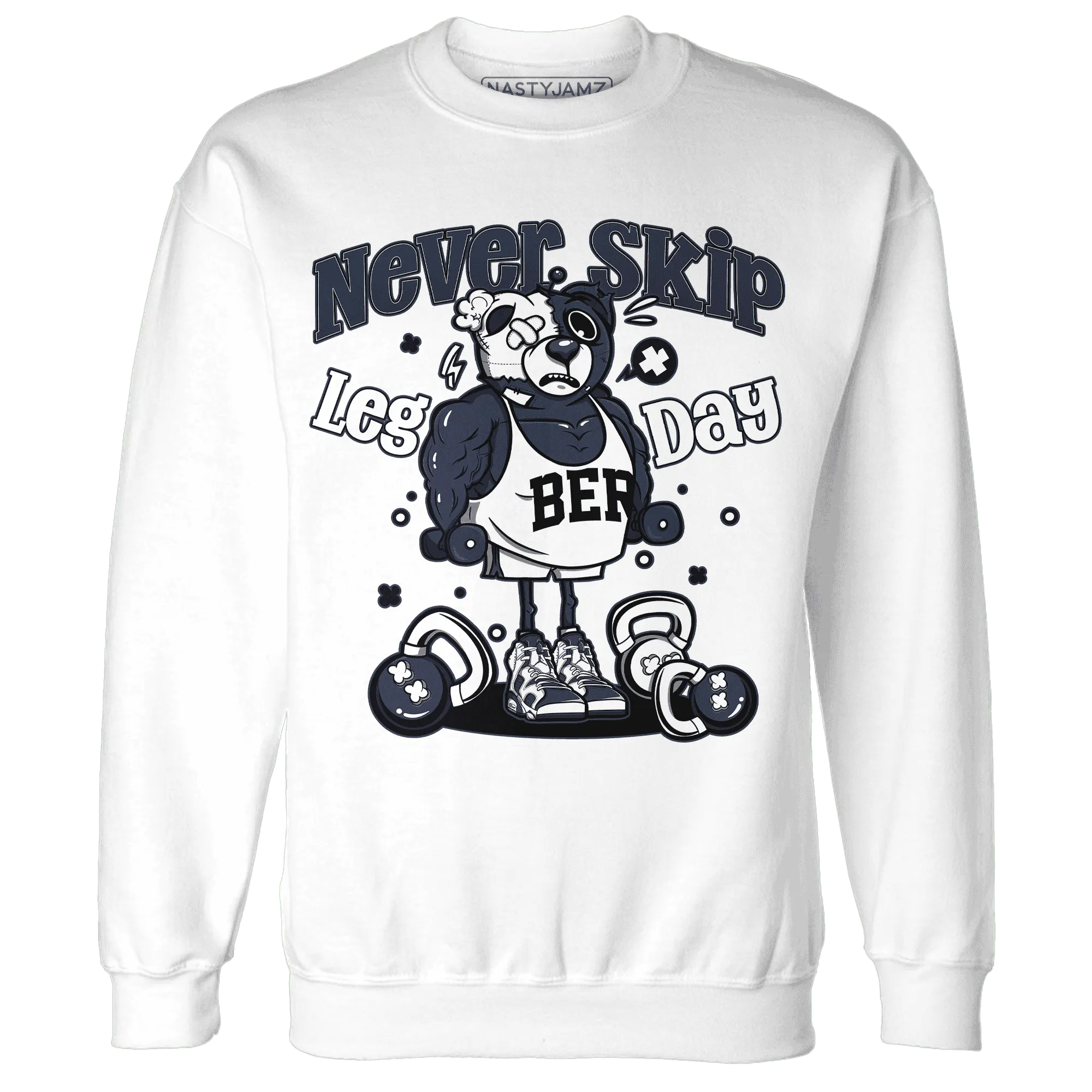 White-Navy-6s-Sweatshirt-Match-Leg-Day-BER