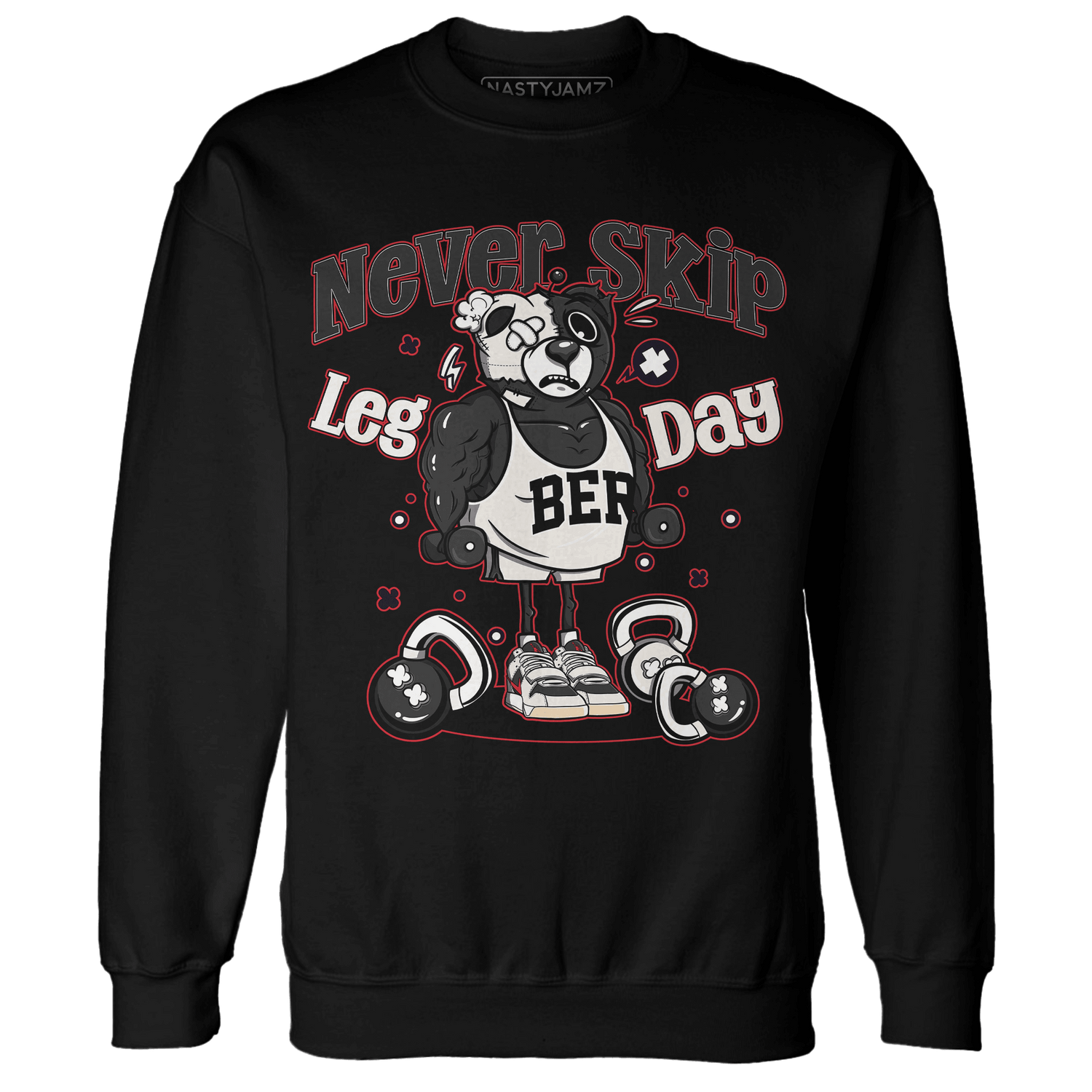 Jumman Jack University Red Sweatshirt Match Leg Day BER - NastyJamz