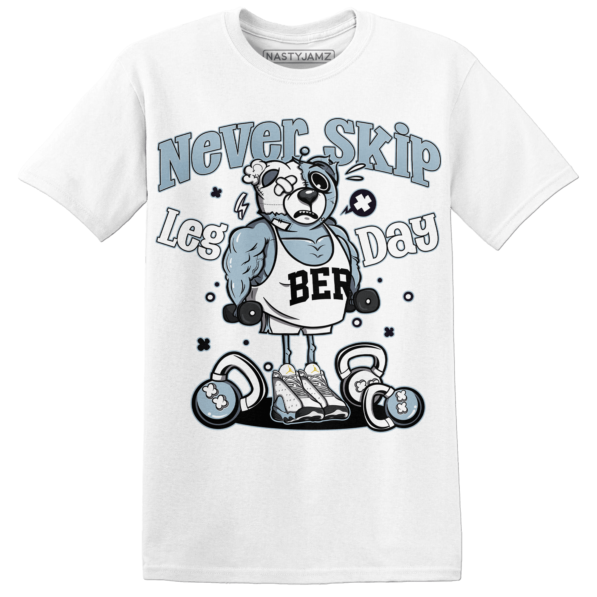 Blue Grey 13s T Shirt Match Leg Day BER - NastyJamz