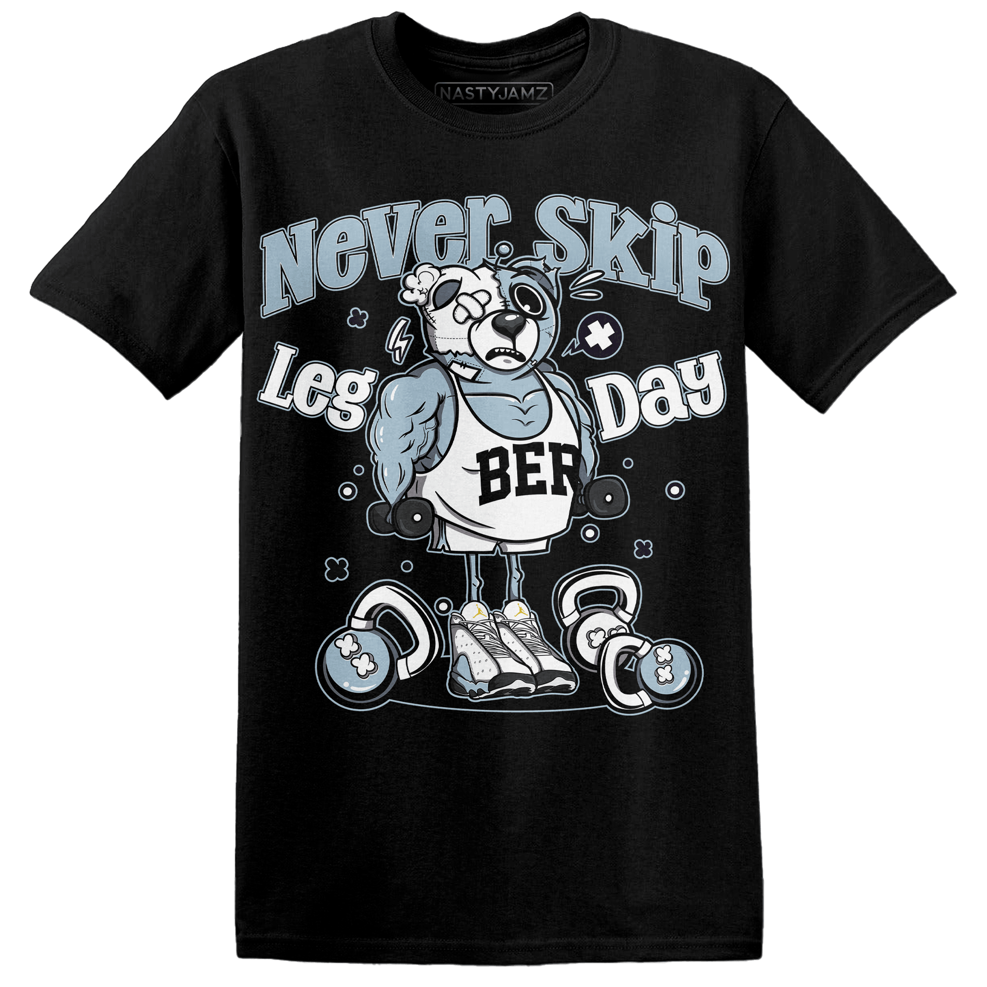 Blue Grey 13s T Shirt Match Leg Day BER - NastyJamz