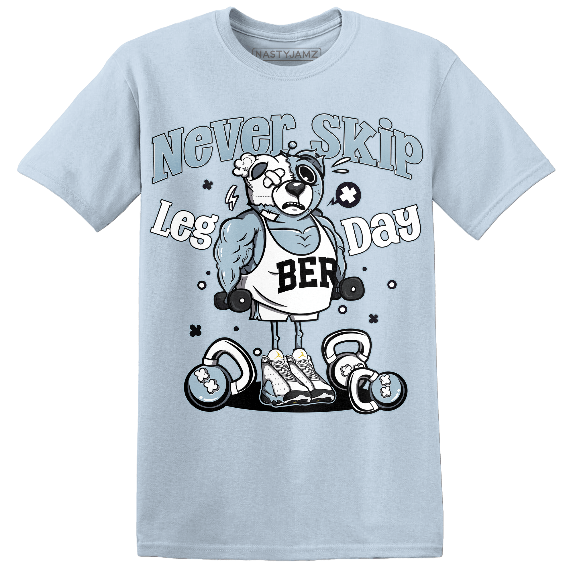 Blue Grey 13s T Shirt Match Leg Day BER - NastyJamz