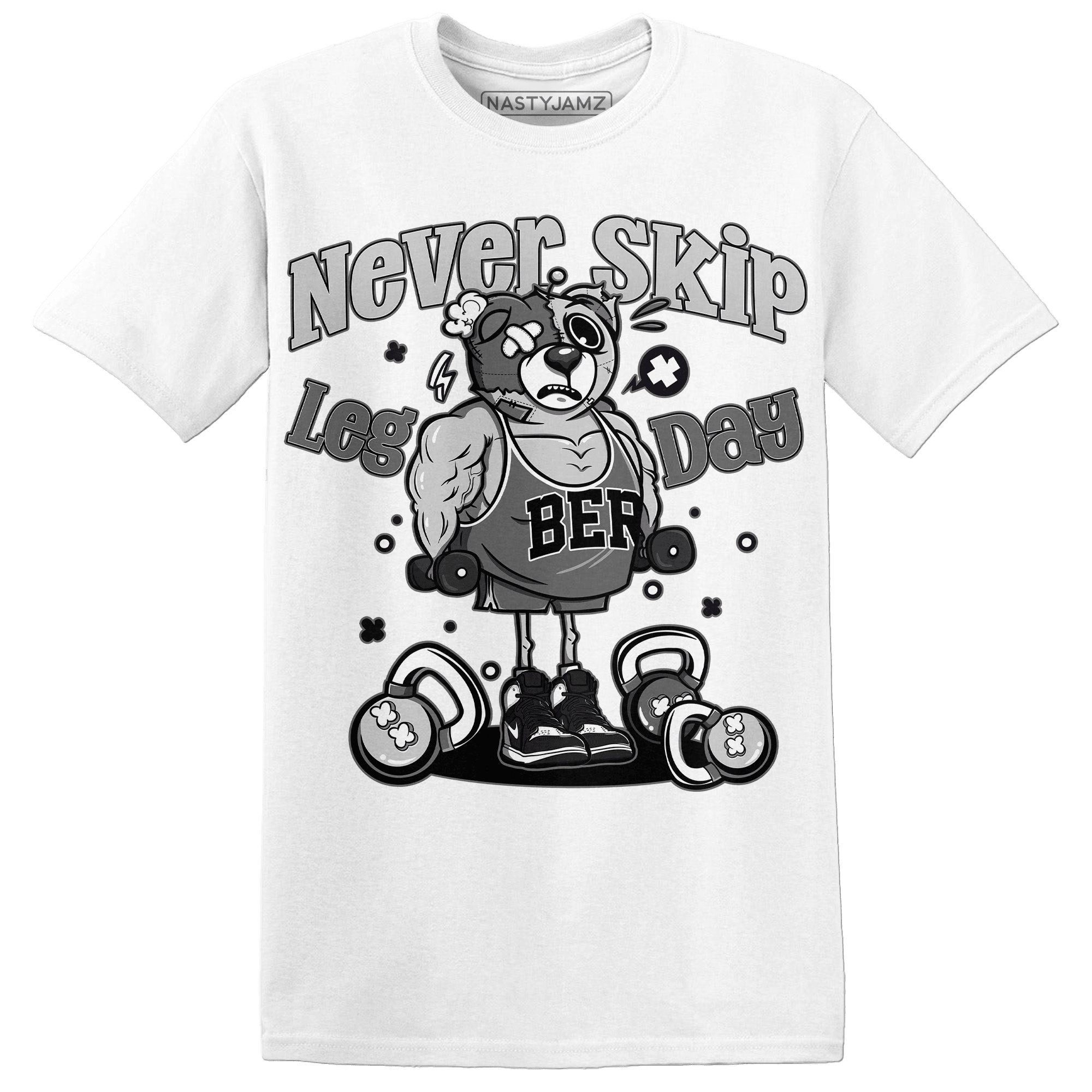 Retro High OG Black White 1s T Shirt Match Leg Day BER - NastyJamz