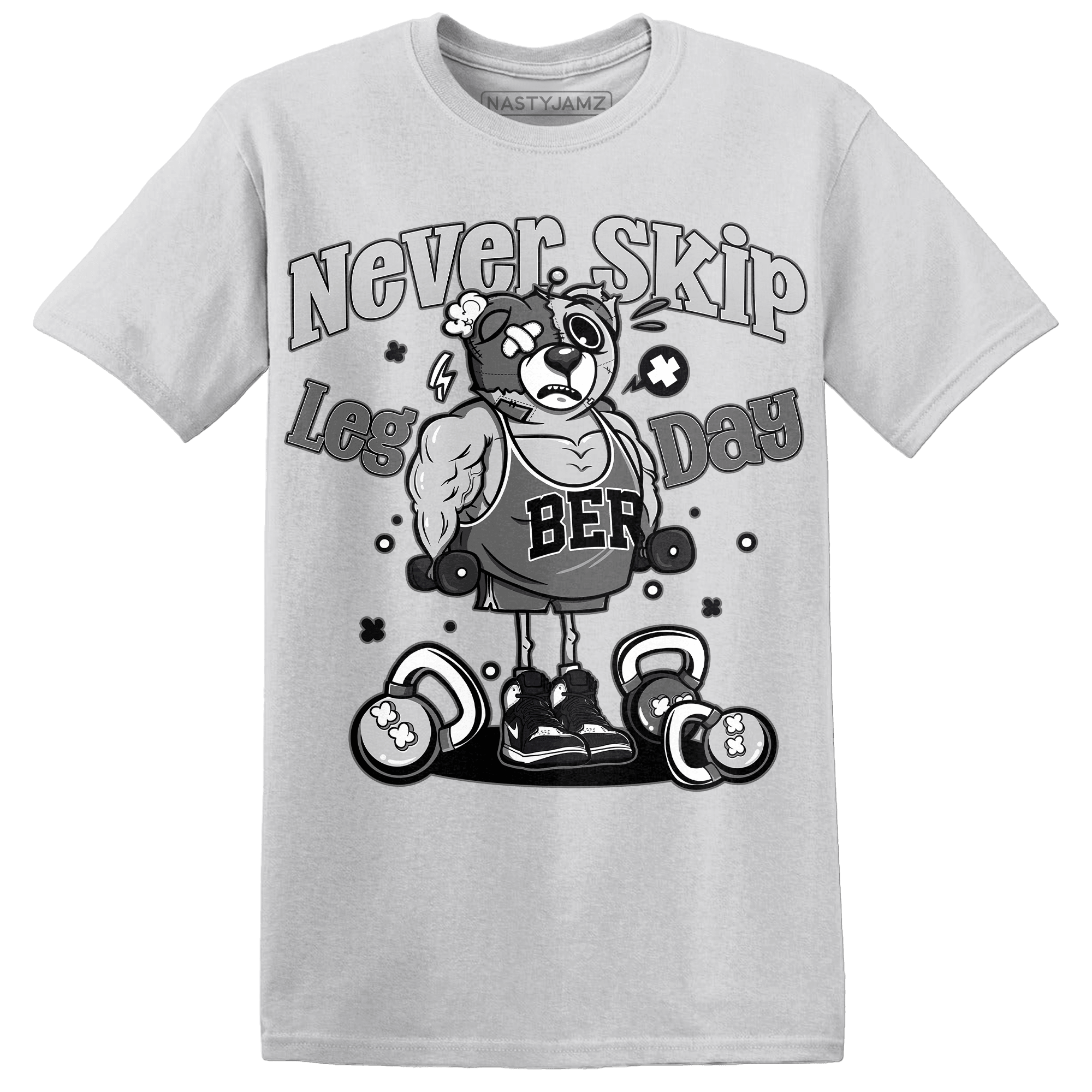 Retro High OG Black White 1s T Shirt Match Leg Day BER - NastyJamz