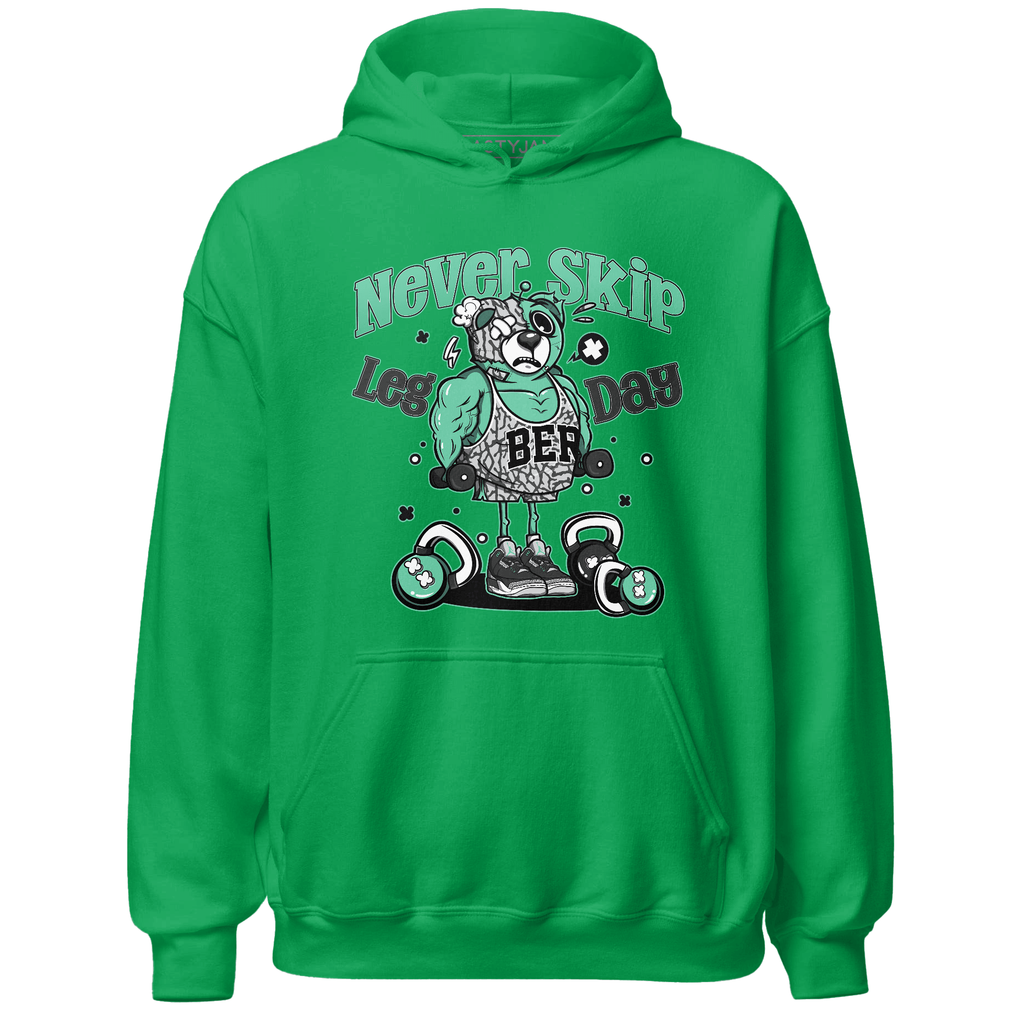Green Glow 3s Hoodie Match Leg Day BER - NastyJamz
