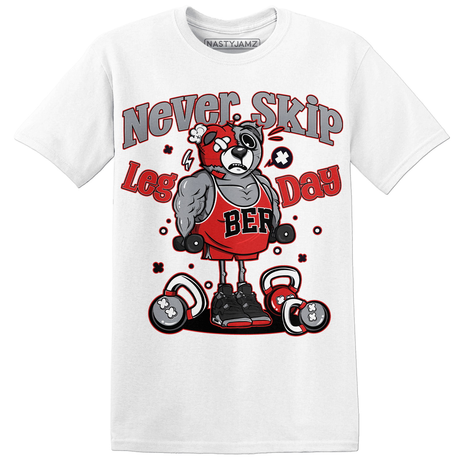 Bred Reimagined 4s T Shirt Match Leg Day BER - NastyJamz