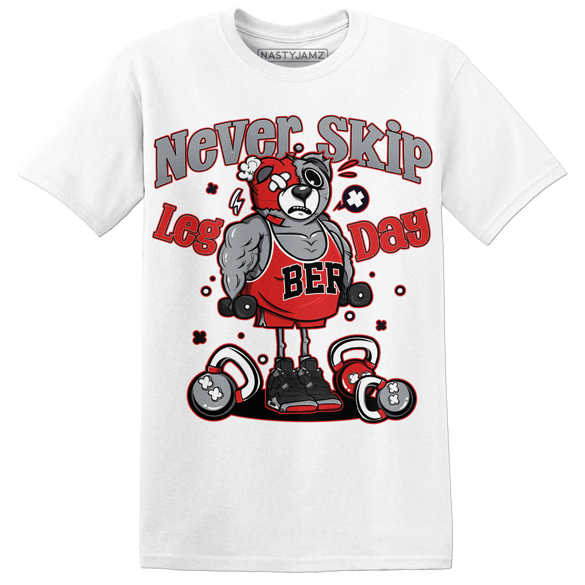 Bred Reimagined 4s T Shirt Match Leg Day BER - NastyJamz