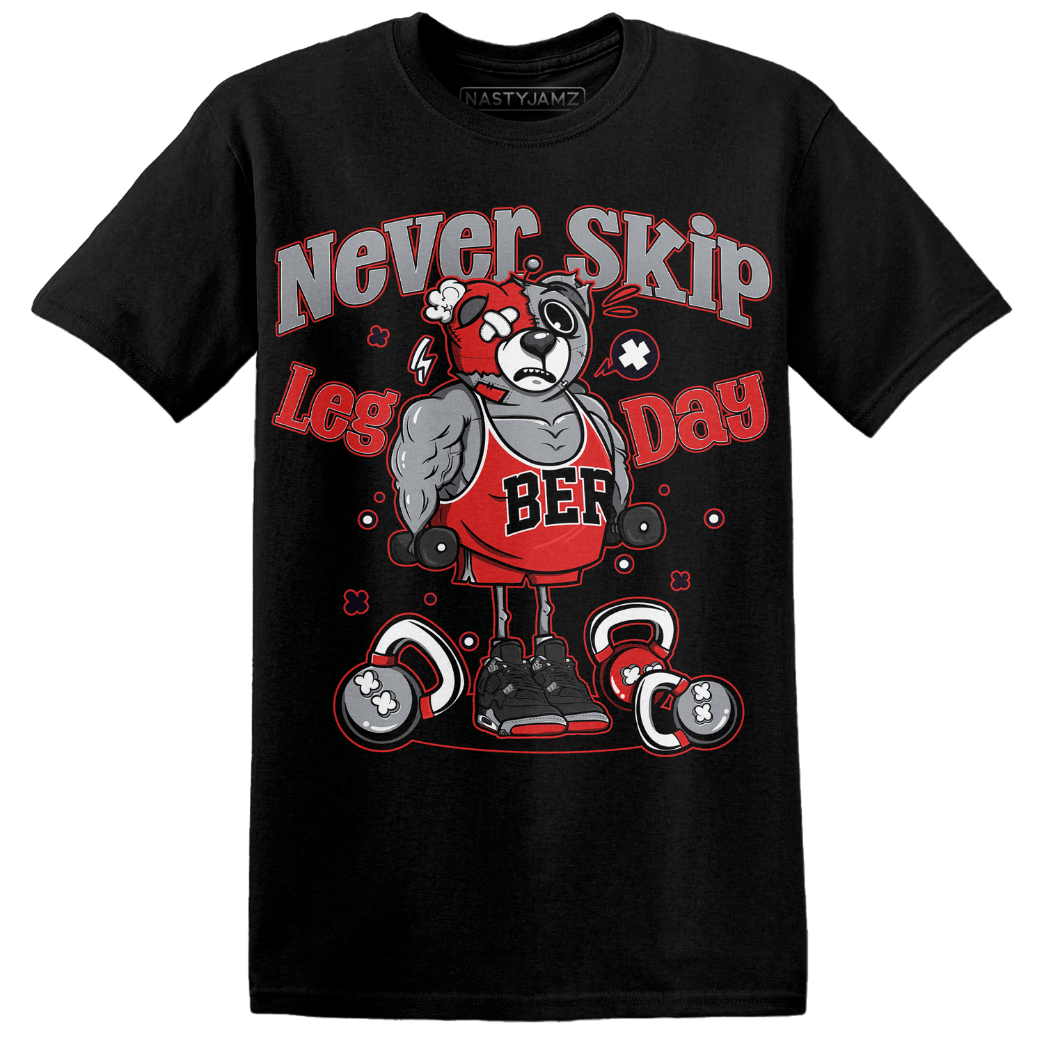 Bred Reimagined 4s T Shirt Match Leg Day BER - NastyJamz